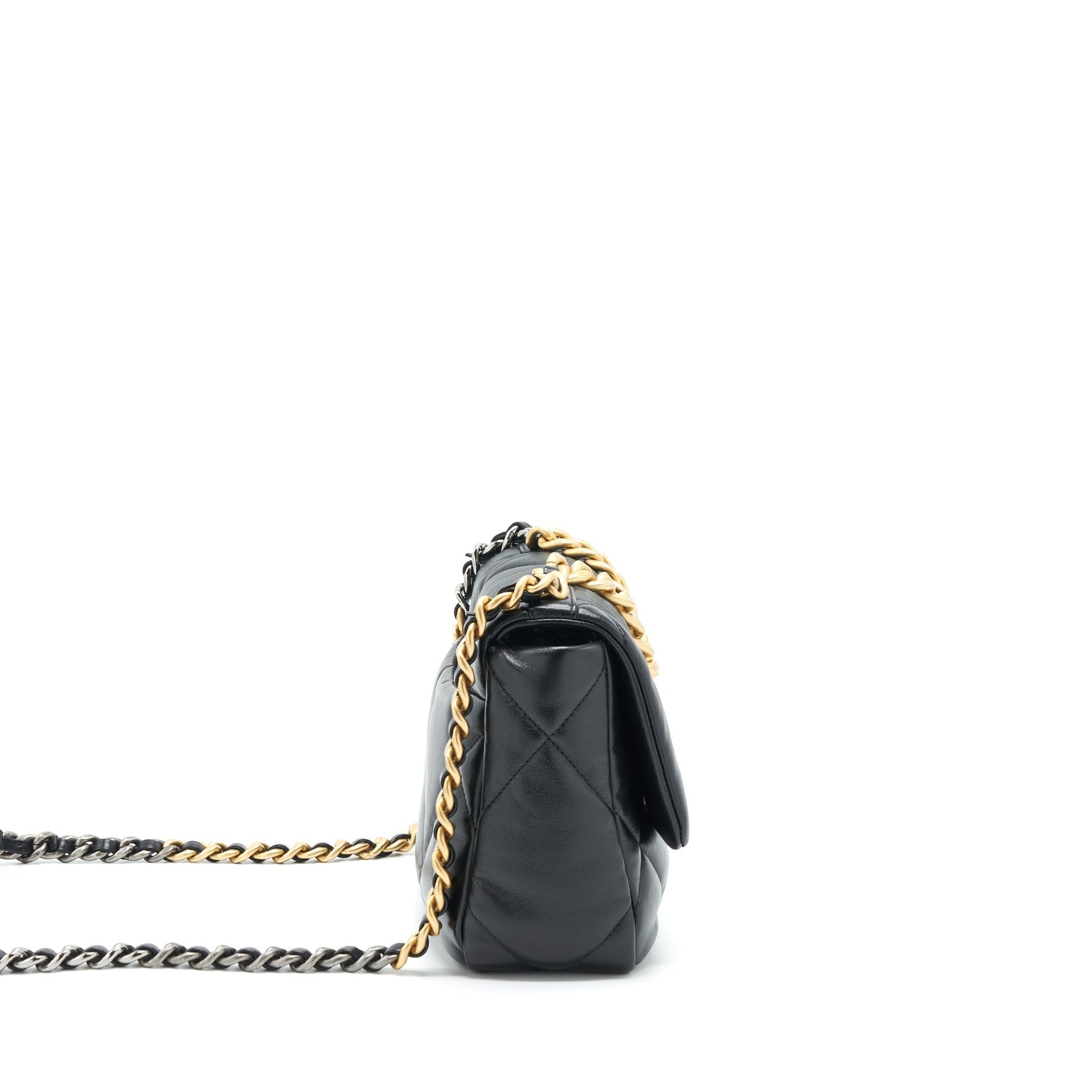 Chanel 19 Lambskin Hardware Black Gold Silver Small Handbag