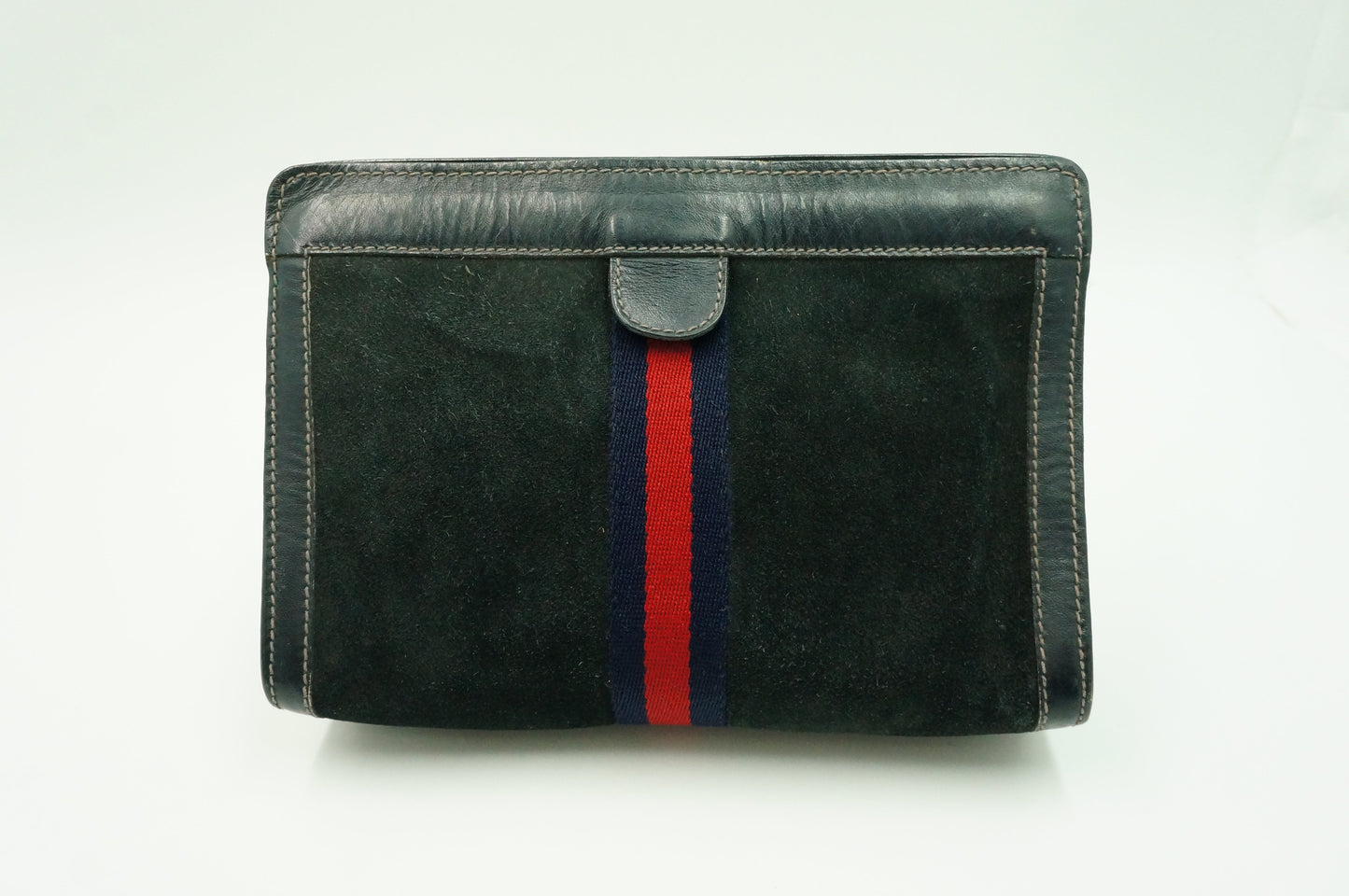 Gucci "Accessory Collection" Pouch Leather Suede Blue Navy Travel Bag