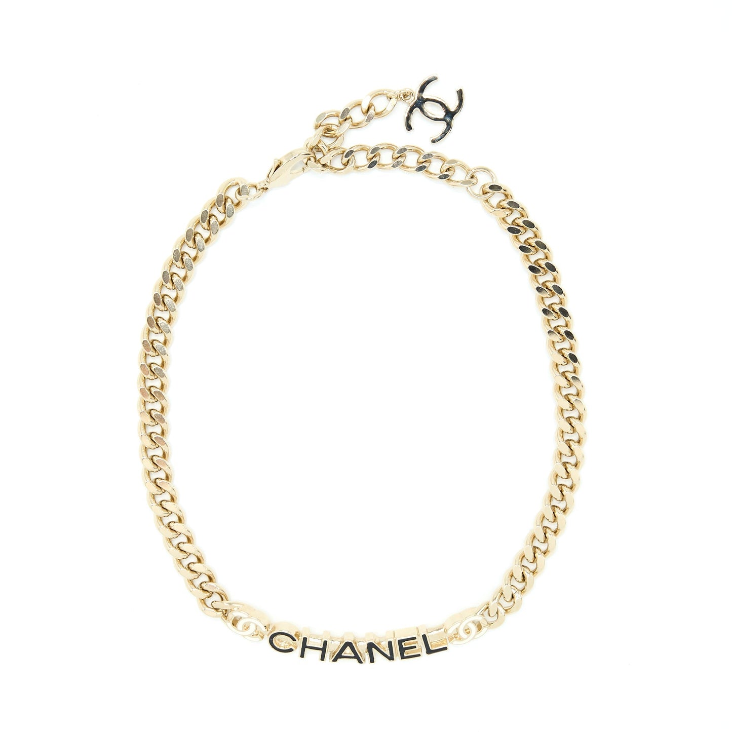 Chanel Letter CC Logo Choker Enamel Light Gold Handbag