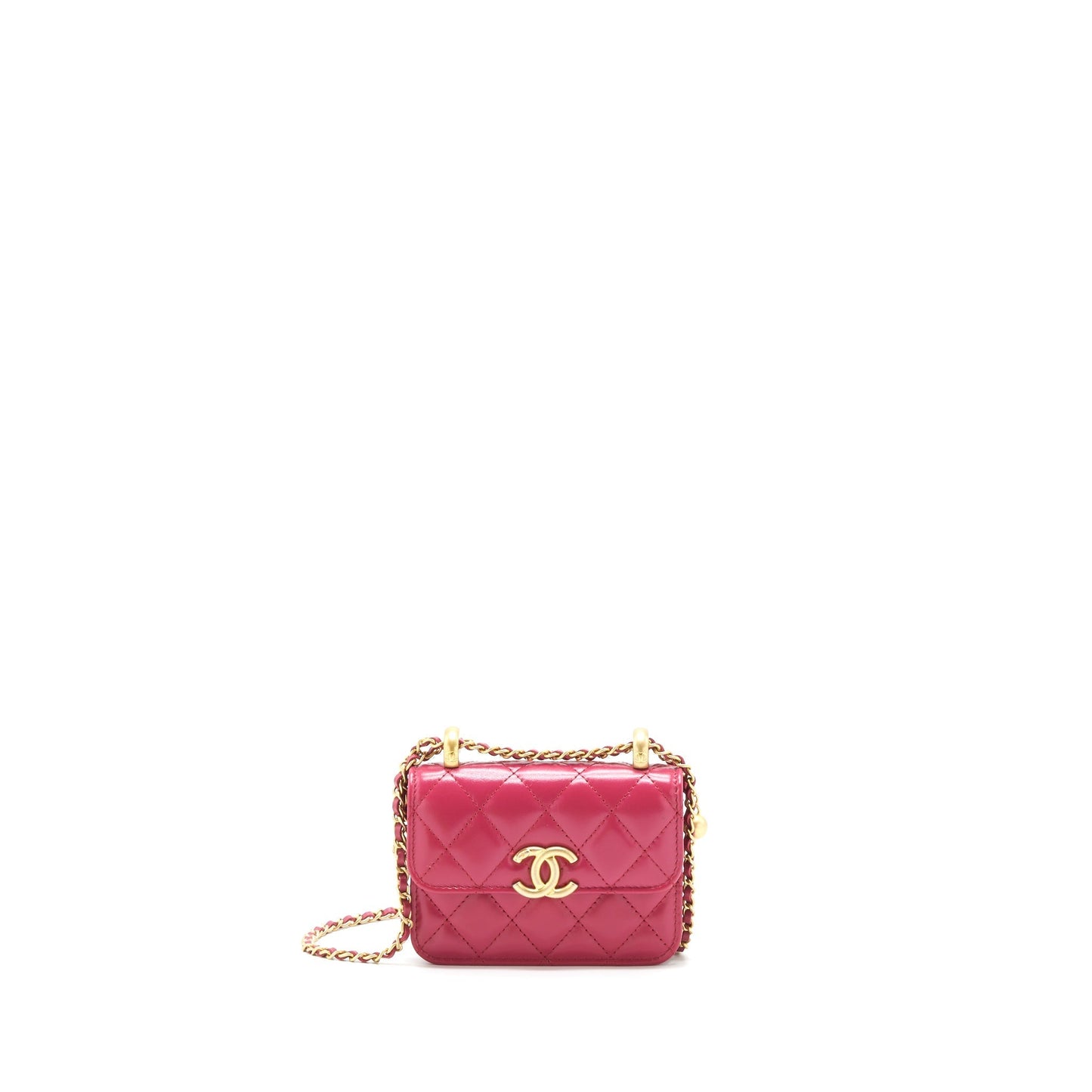 Chanel 21A crush flap calfskin raspberry GHW Pink Gold Shoulder Bag