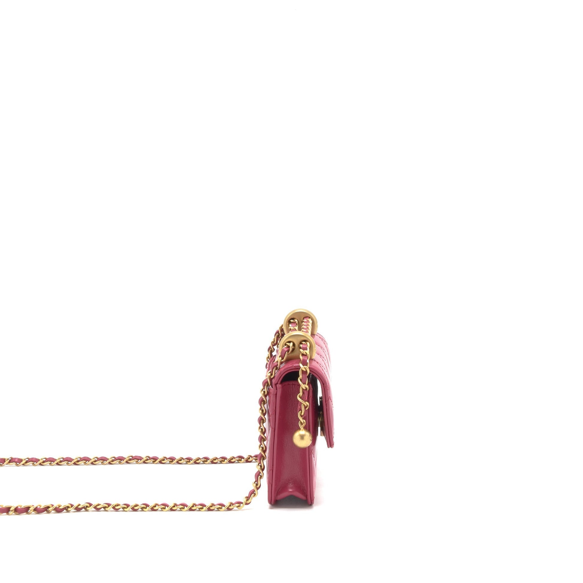 Chanel 21A crush flap calfskin raspberry GHW Pink Gold Shoulder Bag