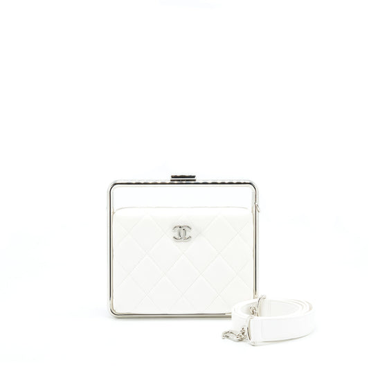 Chanel Quilted Lambskin SHW White Clutch Bag