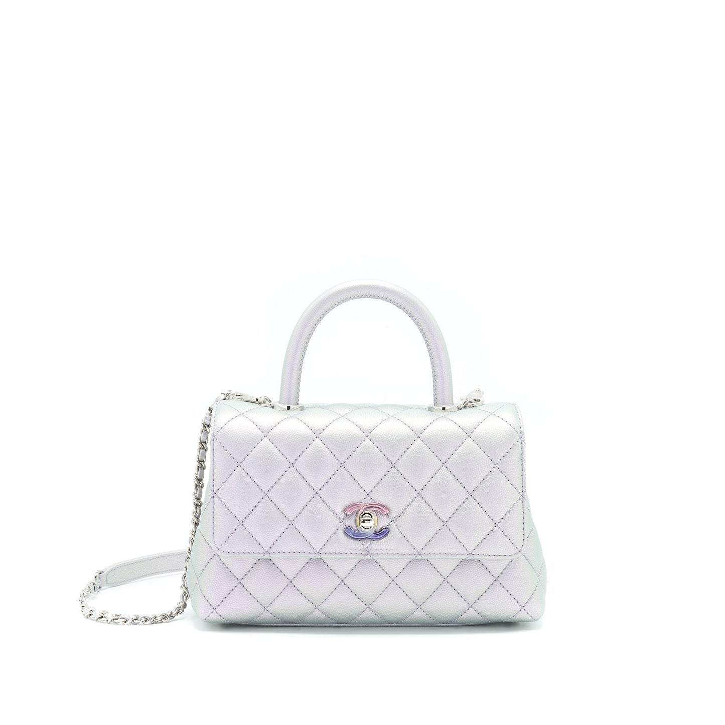Chanel 21K Coco Handle 24cm Caviar Iridescent Small Handbag