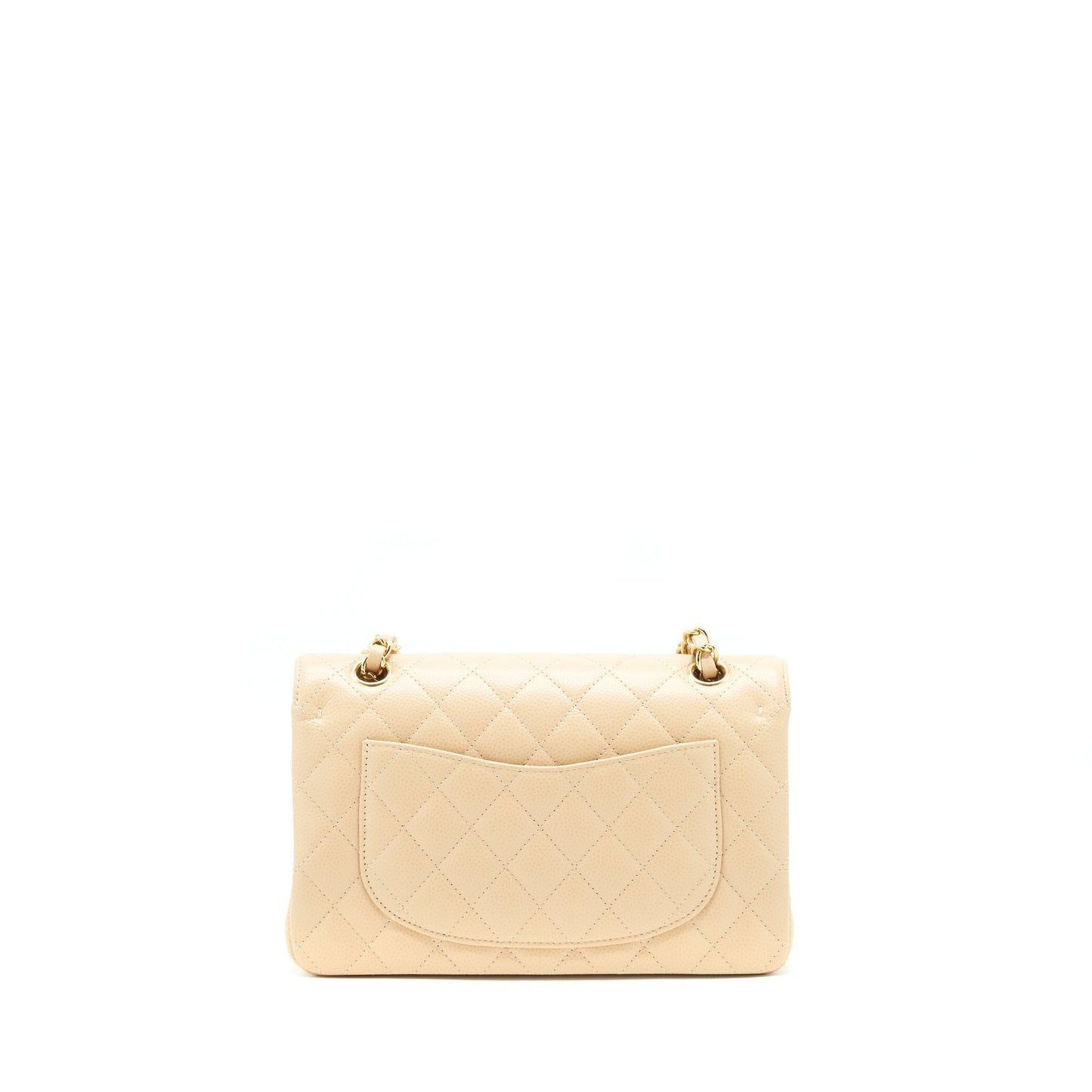 Chanel classic double flap caviar GHW Beige Small Shoulder Bag