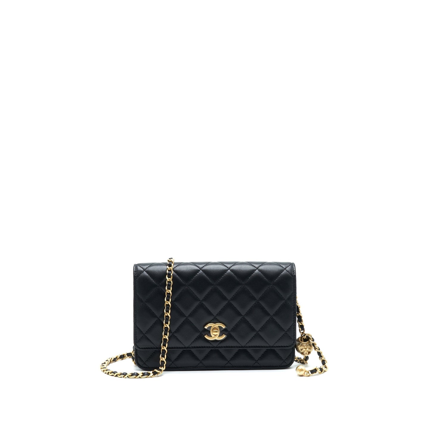 Chanel Pearl Crush On GHW Micrichip Black Wallet Case