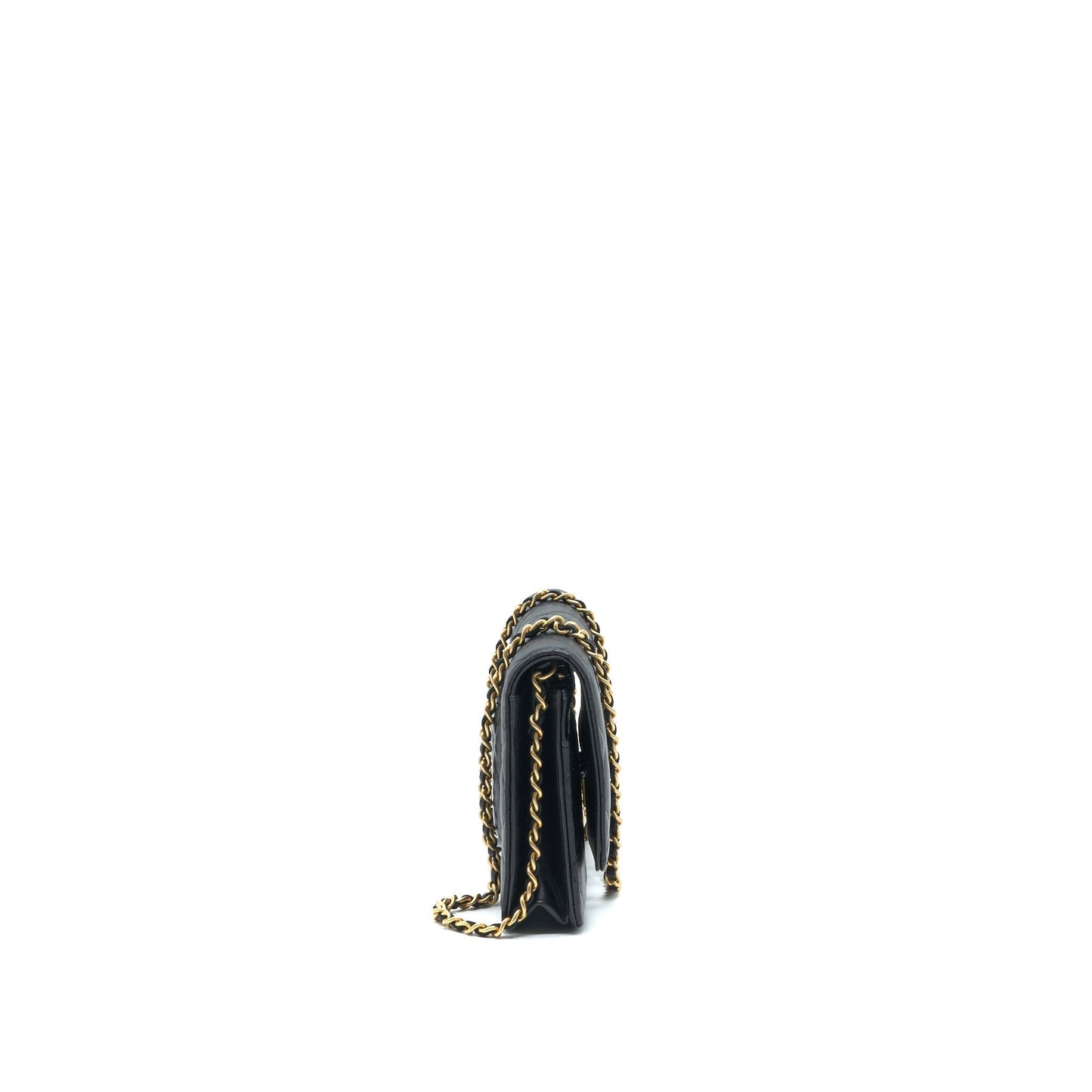 Chanel Pearl Crush On GHW Micrichip Black Wallet Case
