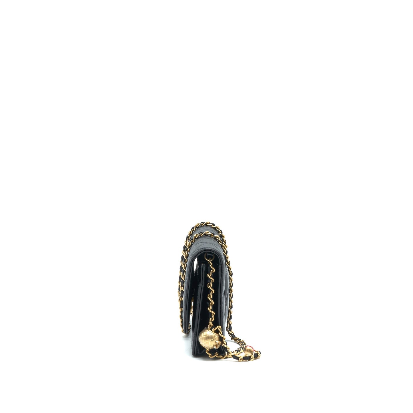 Chanel Pearl Crush On GHW Micrichip Black Wallet Case