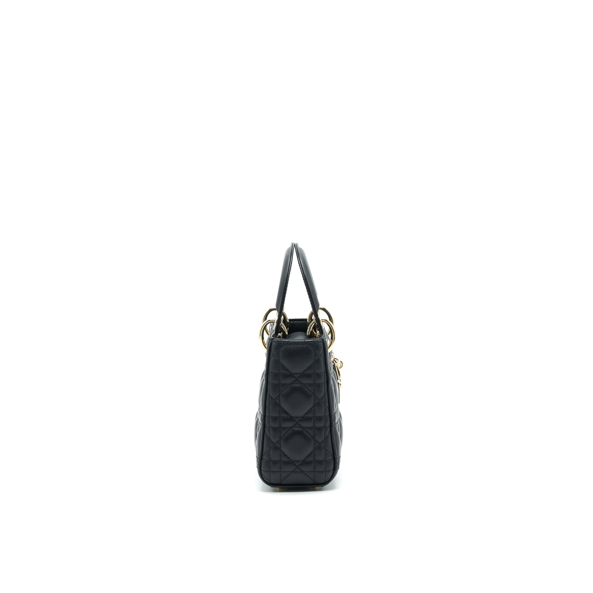 Dior Lady Tote Purse Lambskin Handbag Black Mini Tote Bag