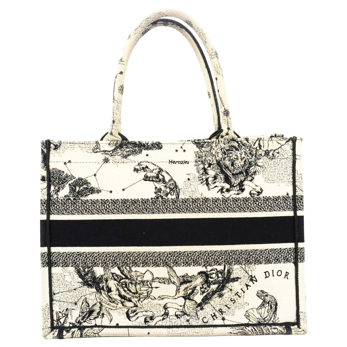 Dior Book Zodiac Embroidery Tote Bag Latte Canvas