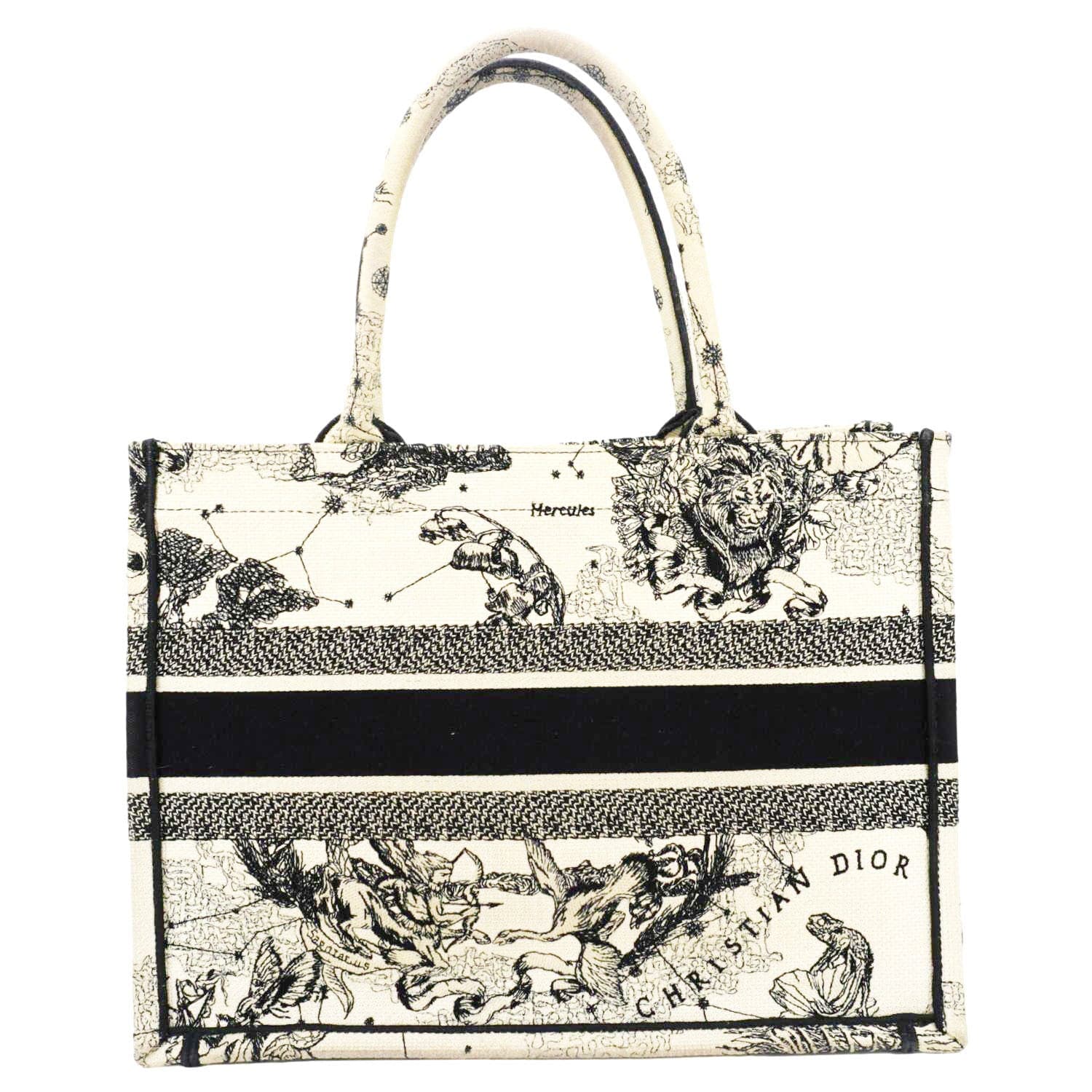 Dior Book Zodiac Embroidery Tote Bag Latte Canvas