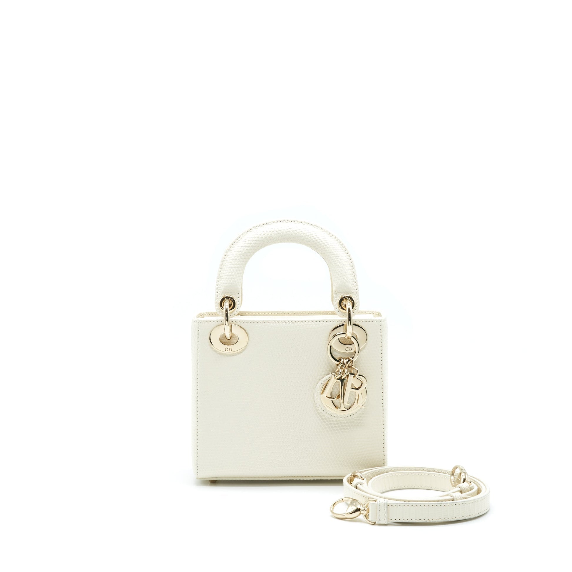 Dior Lizard Lady Purse Handbag White Mini Travel Bag