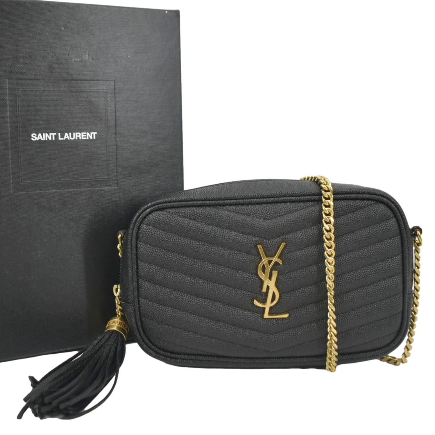 YSL Saint Laurent Yves Lou Chevron Camera Crossbody Bag Leather Black Camera Bag 6