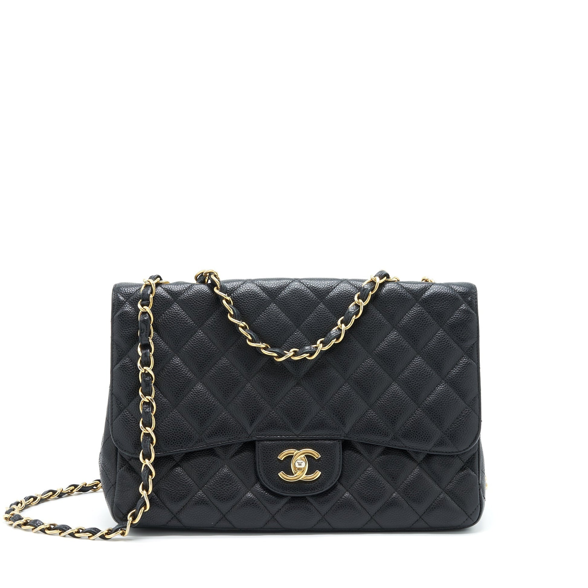Chanel Jumbo Single Flap Caviar GHW Black Shoulder Bag