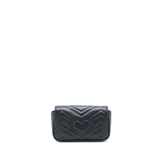 Gucci Marmont Super Bag Calfskin Brushed Black Mini Travel Bag