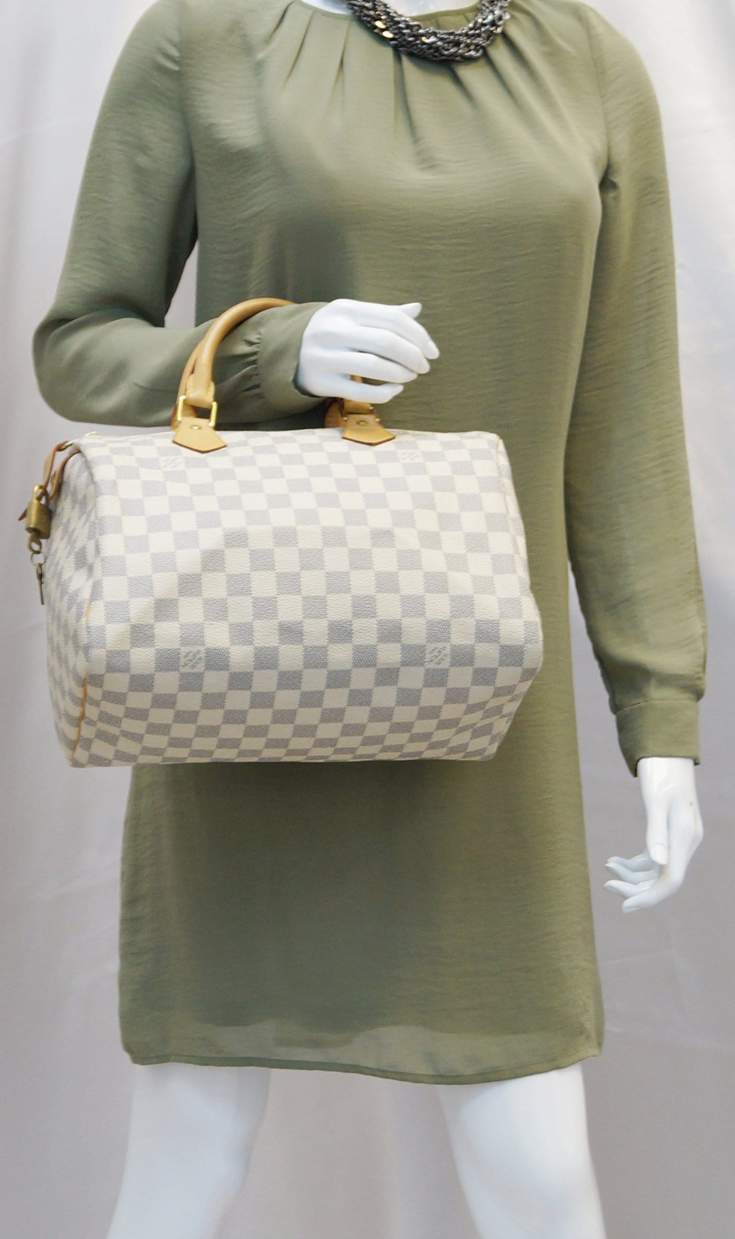 Louis Damier Azur Speedy Satchel Bag Travel Bag