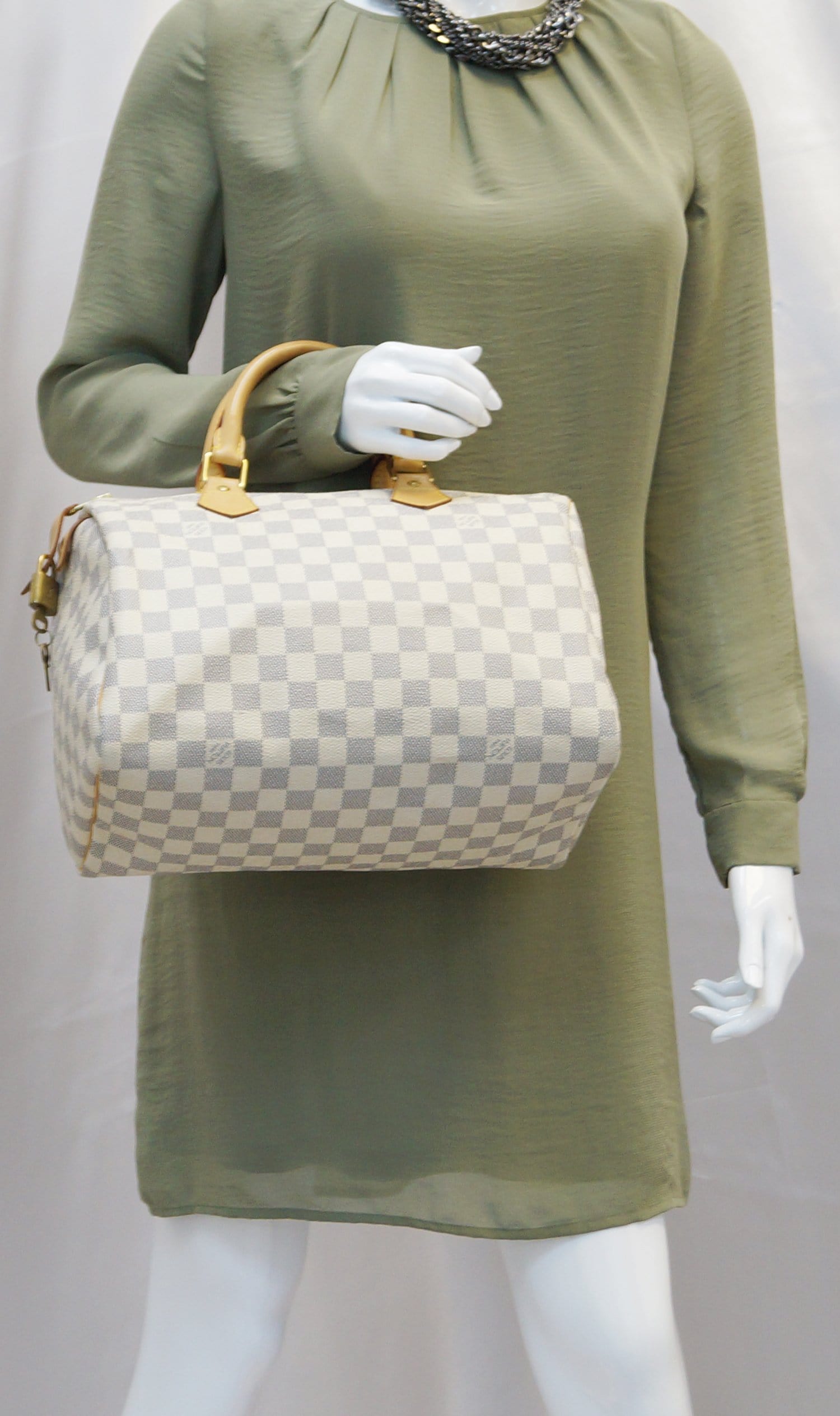 Louis Damier Azur Speedy Satchel Bag Travel Bag
