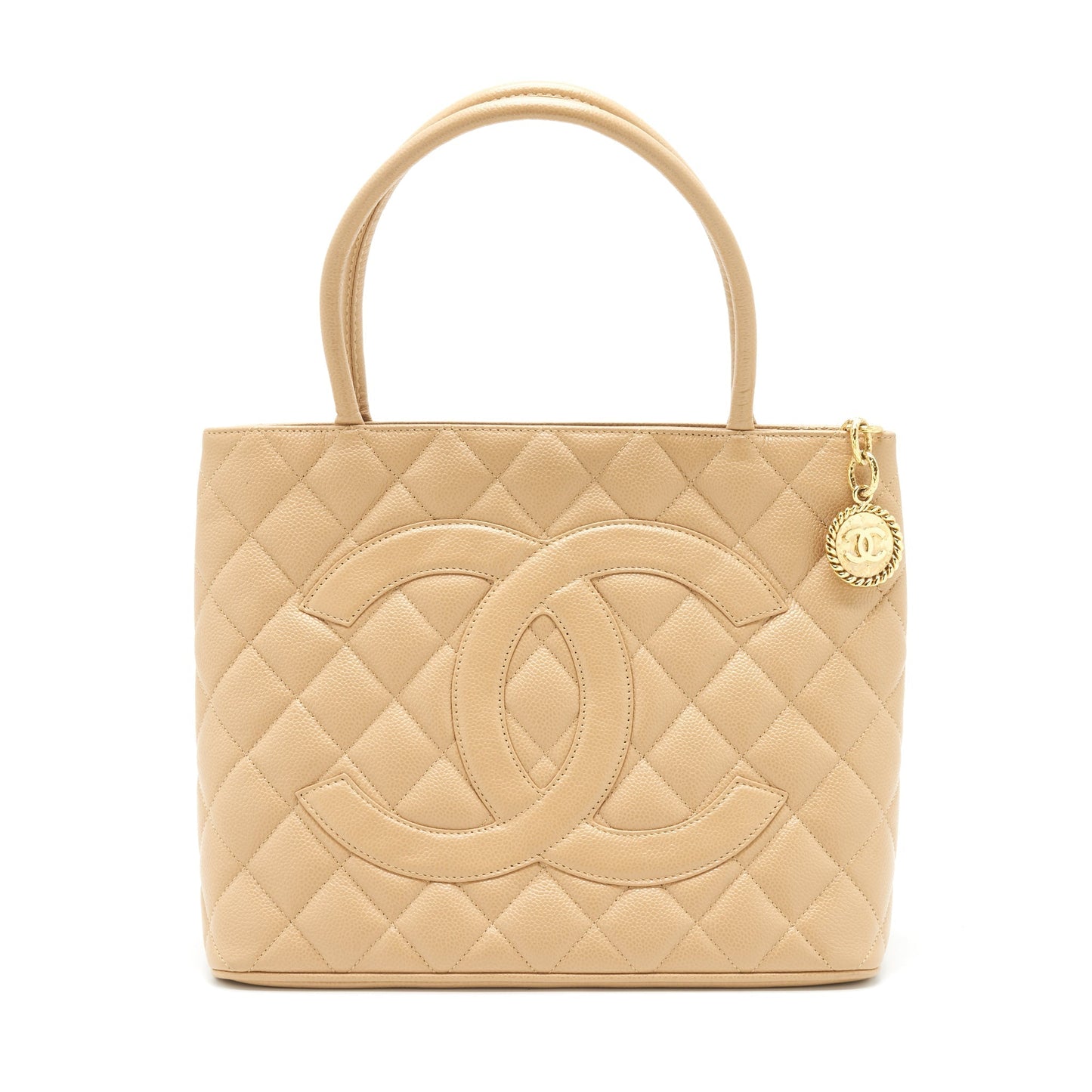 Chanel Medallion Caviar GHW Beige Tote Bag
