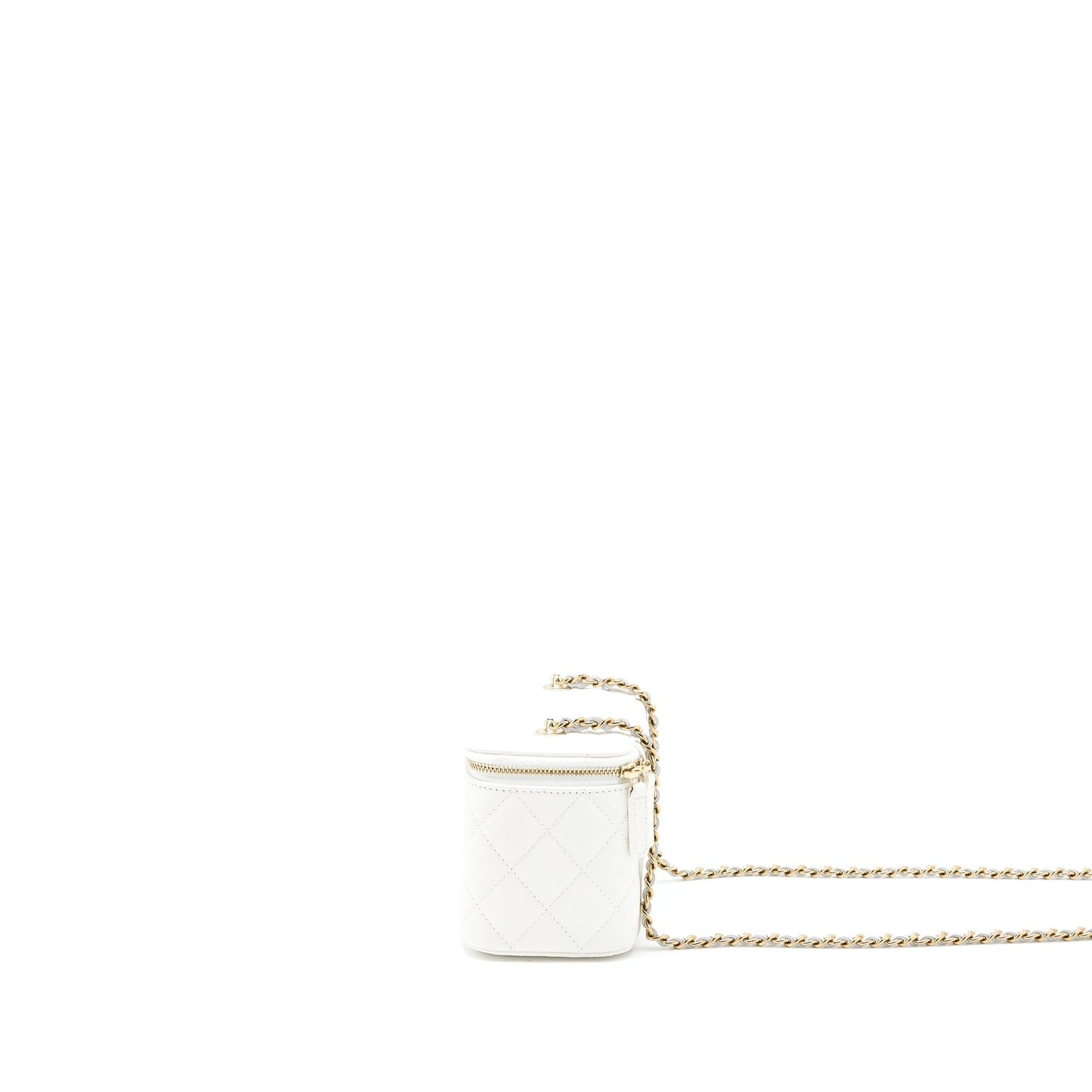 Chanel Long Vanity Caviar LGHW Microchip White Handbag