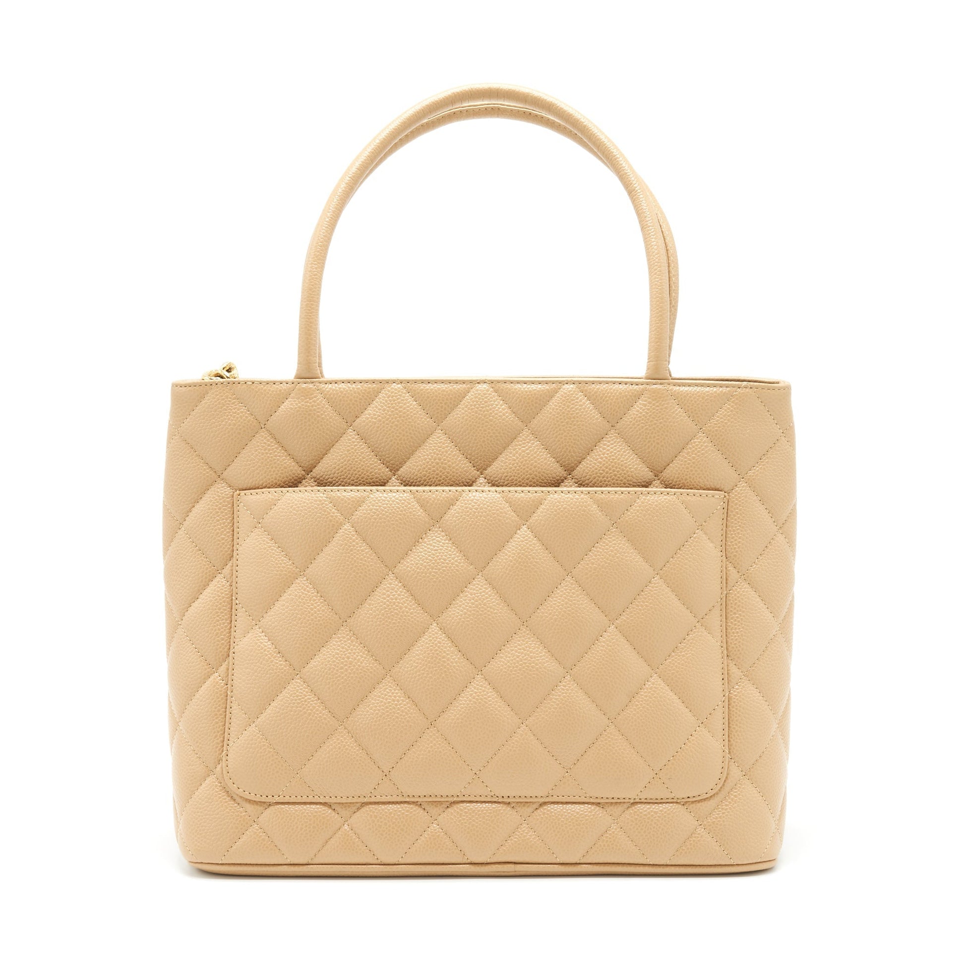 Chanel Medallion Caviar GHW Beige Tote Bag