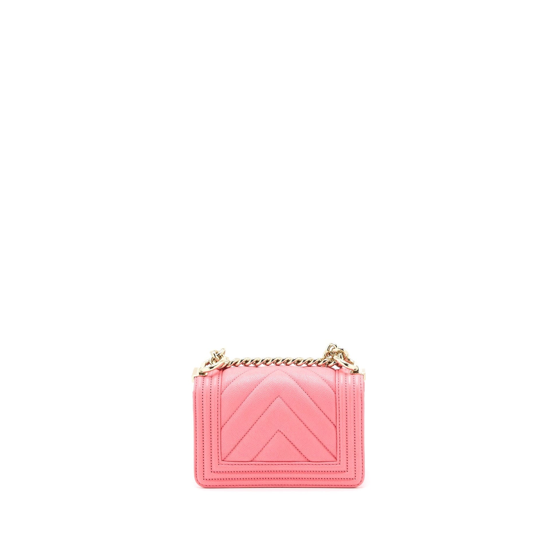 Chanel Super Boy Chevron Caviar LGHW Microchip Pink Mini Bag