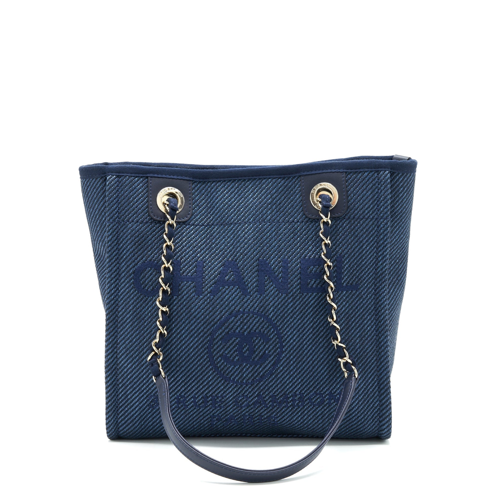 Chanel Deauville Denim SHW Blue Small Tote Bag