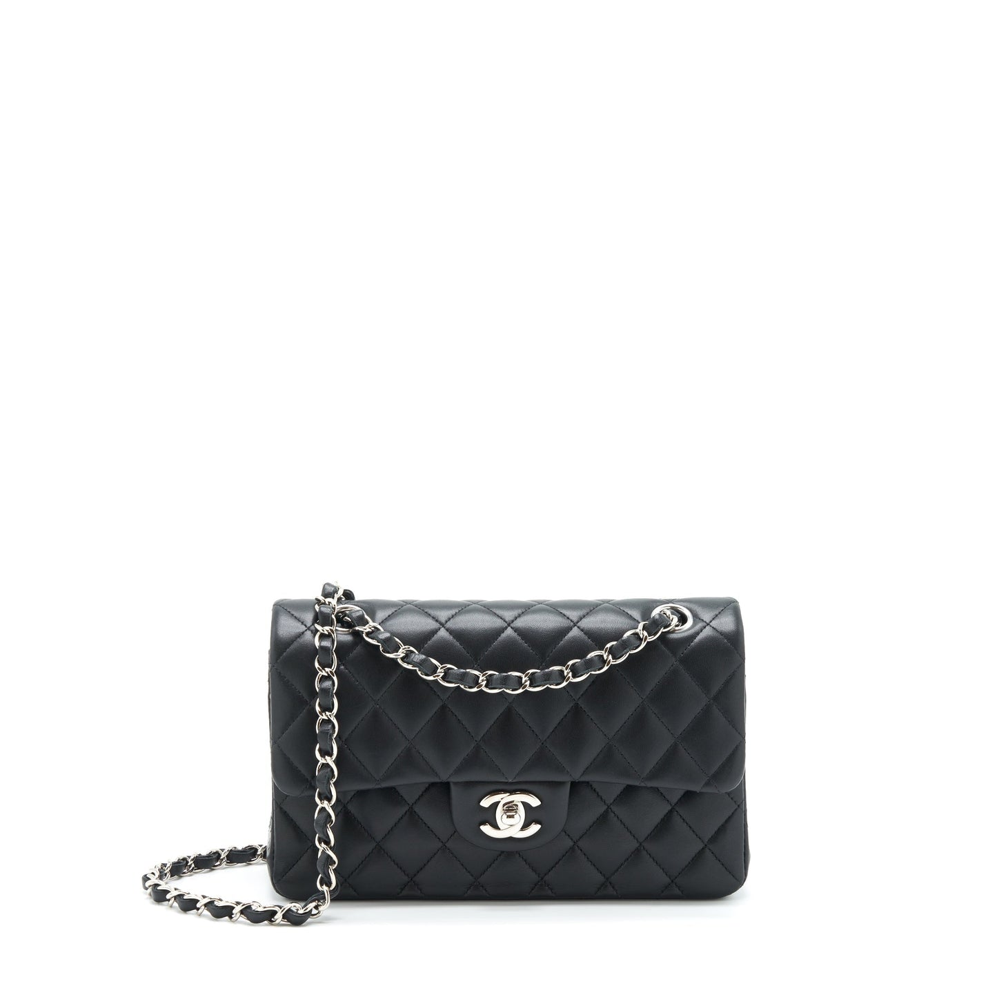 Chanel Classic Double Flap Lambskin SHW Black Small Shoulder Bag