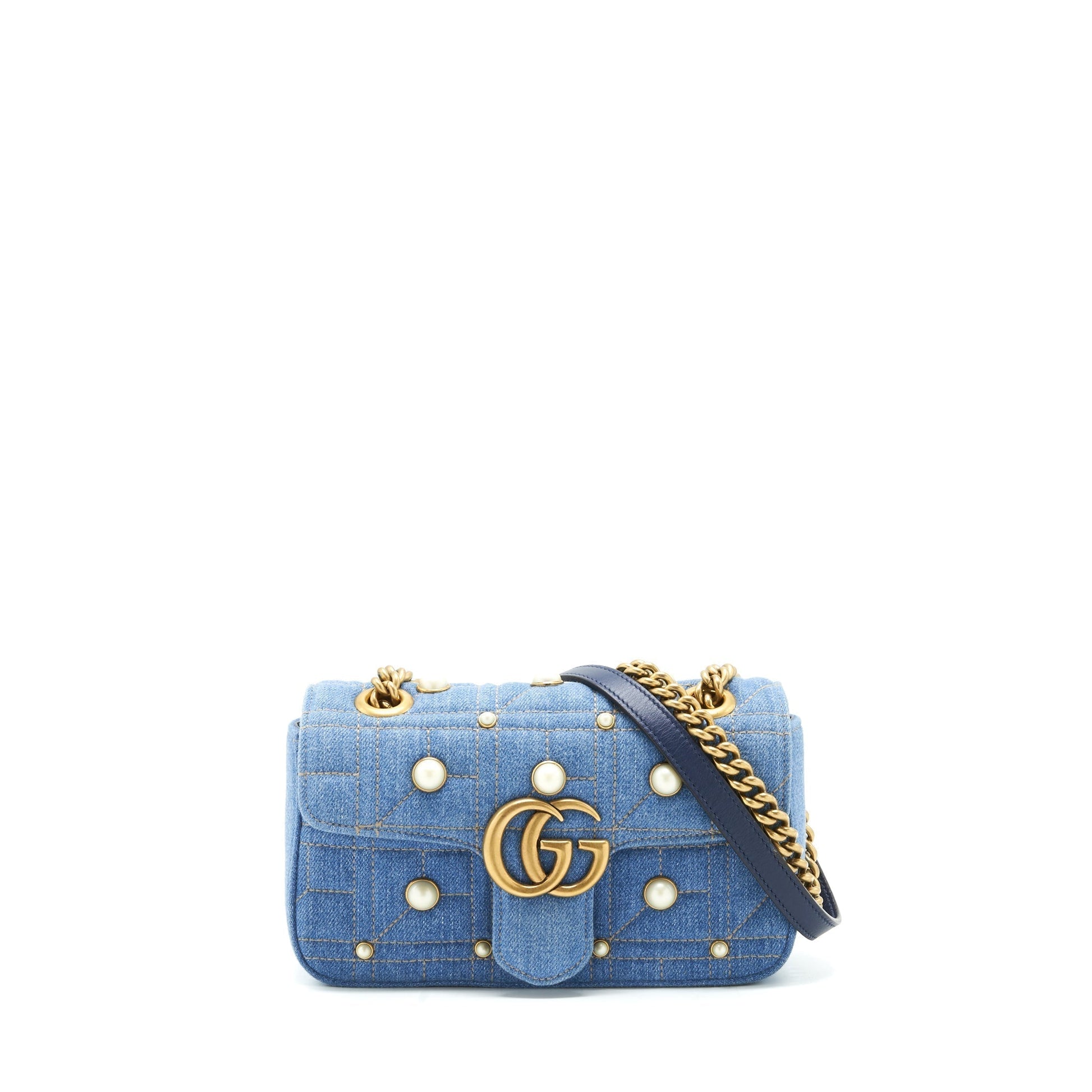 Gucci Marmont Bag With Pearl Denim Mini Travel Bag