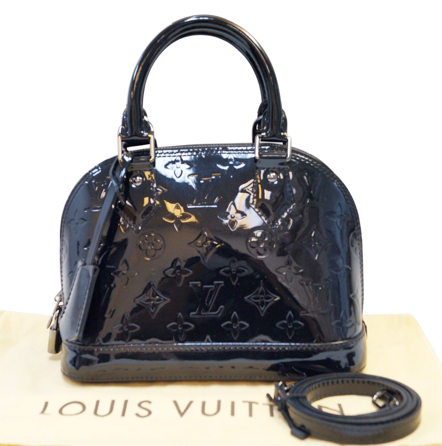 Louis Magnetique Vernis Alma Bb Satchel Bag Monogram Black Shoulder Bag