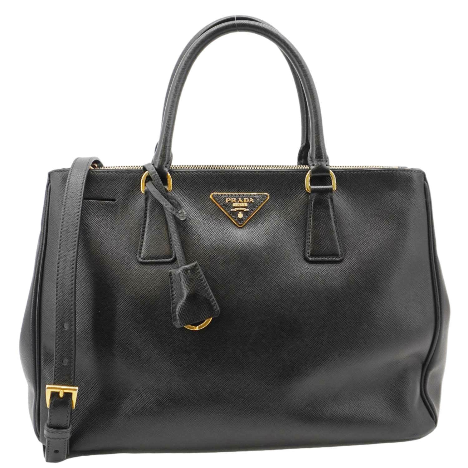 Galleria Double Zip Saffiano Top Handle Tote Leather Black Tote Bag