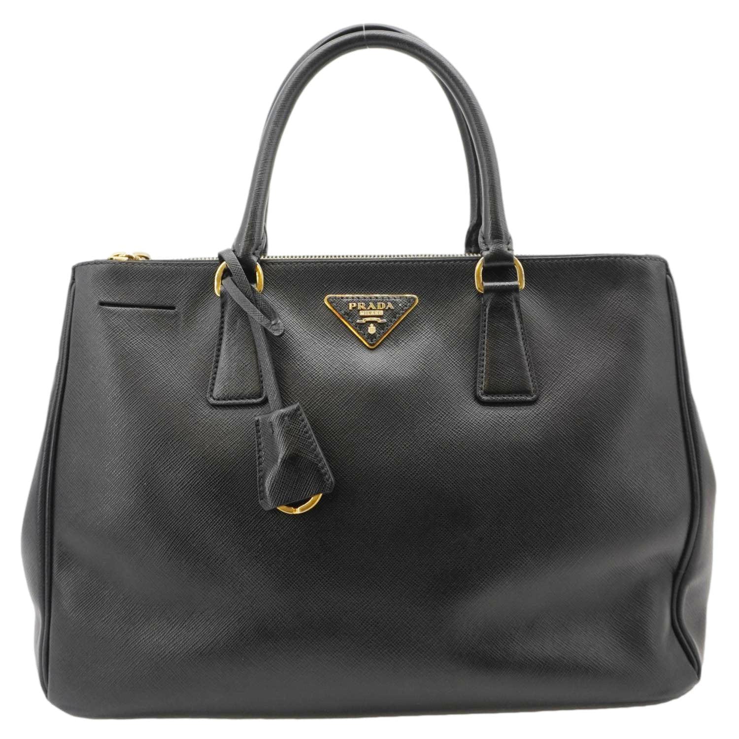Galleria Double Zip Saffiano Top Handle Tote Leather Black Tote Bag