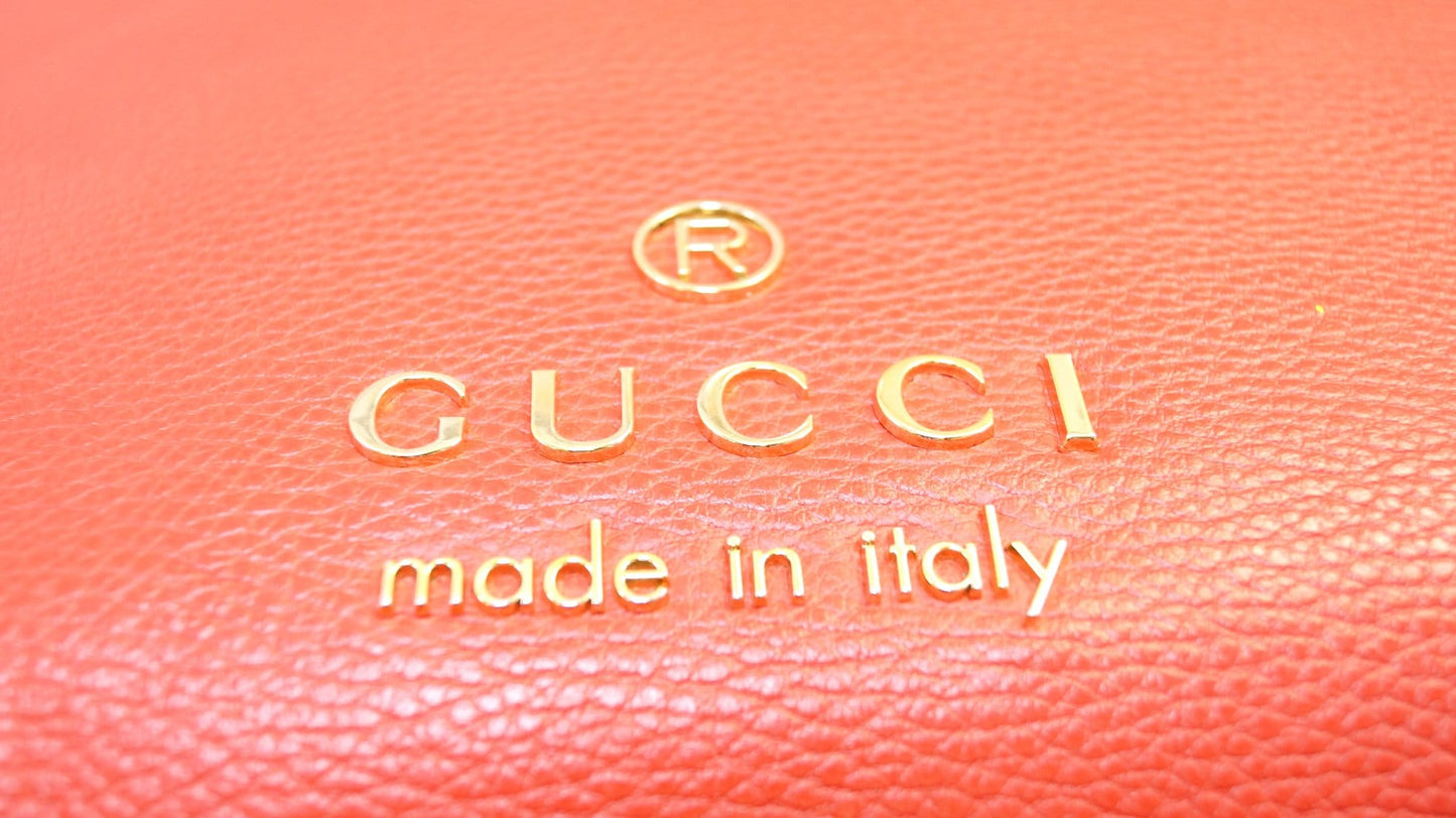 Gucci Calfskin Braided Handle Gifford Tote Bag Red Large