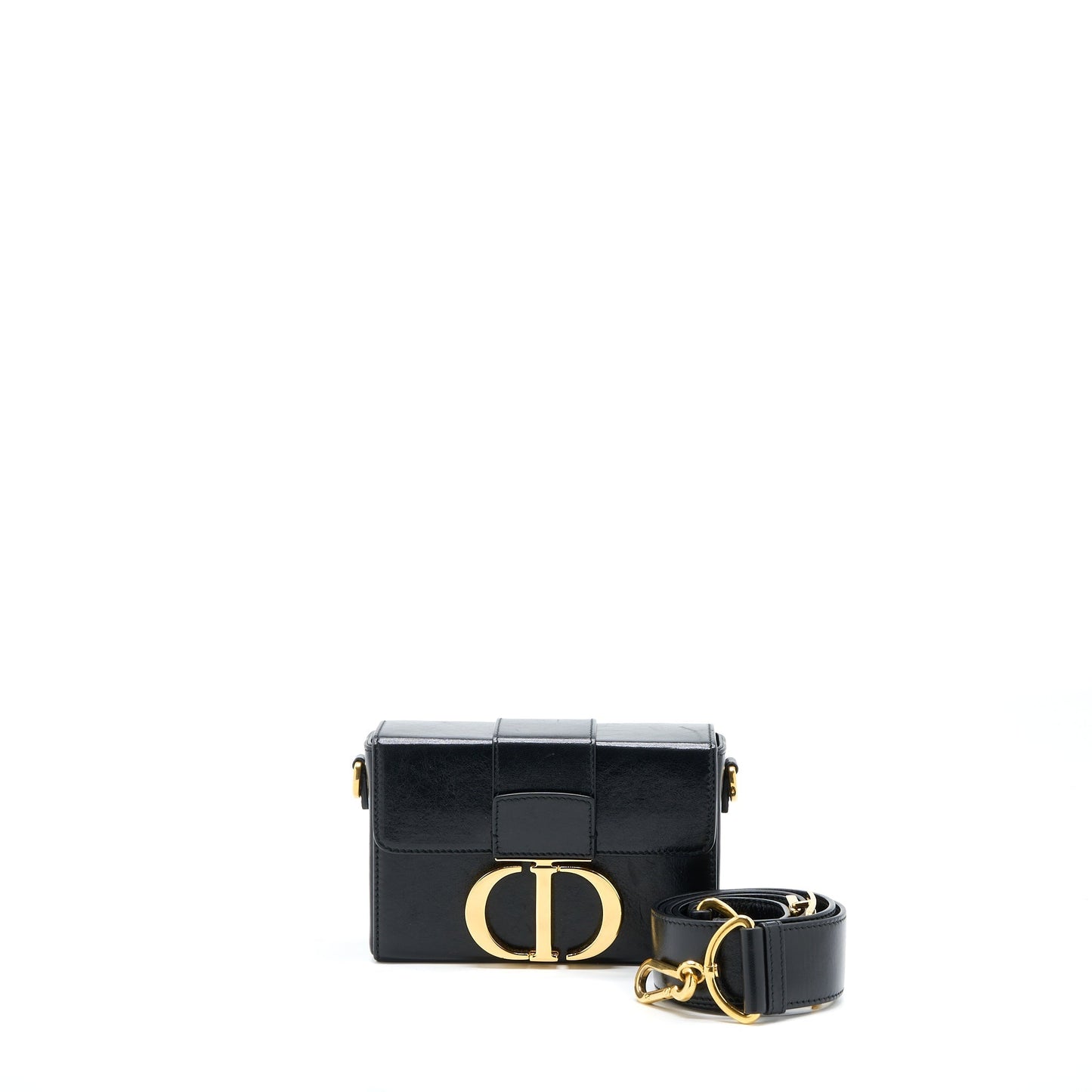 Dior Montaigne Box Purse Lambskin Handbag Black Mini Travel Bag