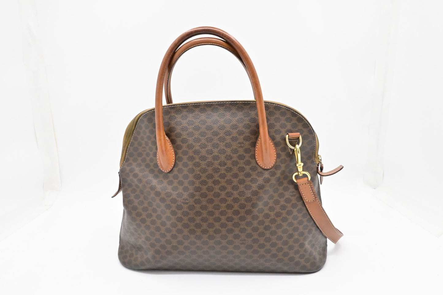 Celine Bowling Bag In Macadam Canvas Brown Travel Bag