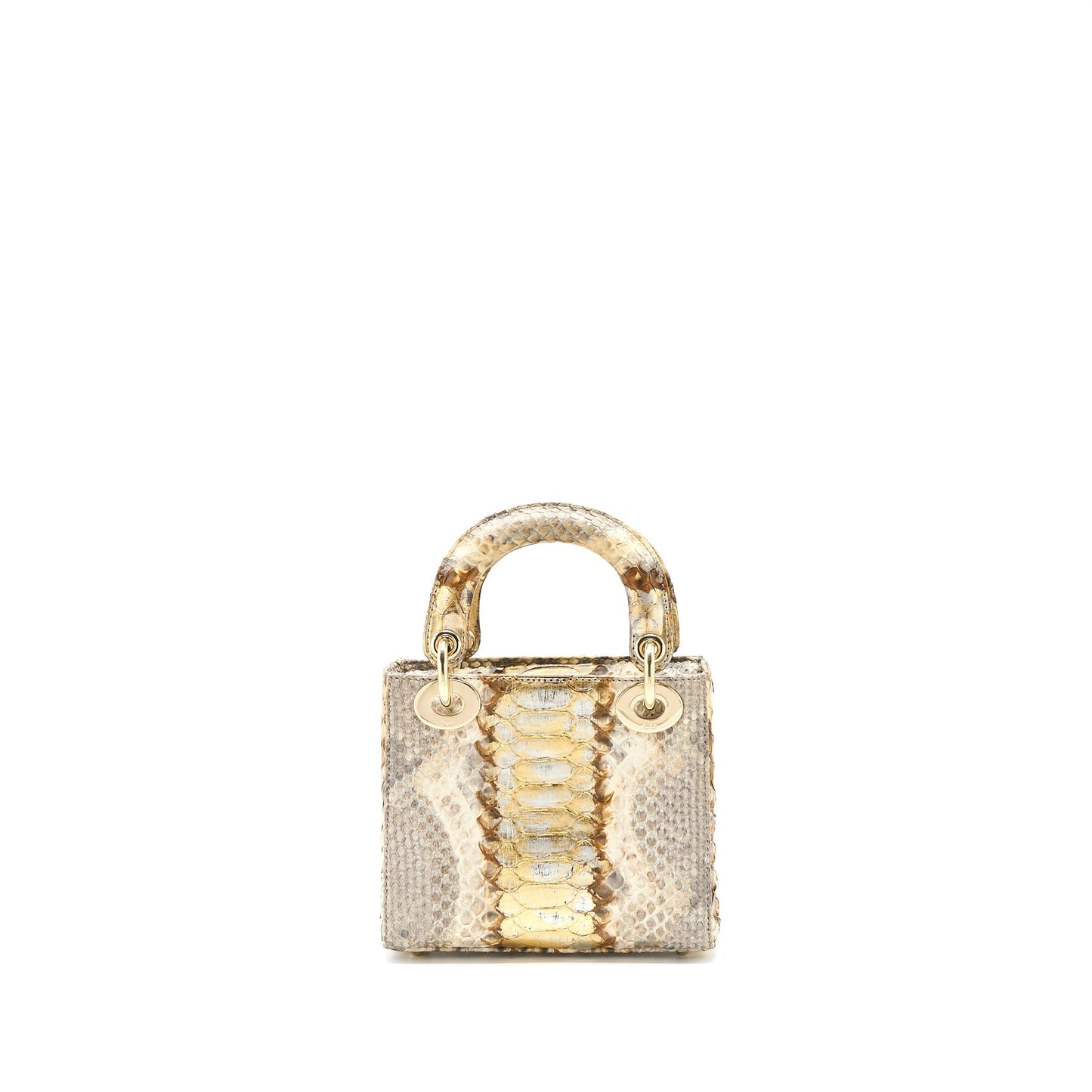 Dior Lady Python Handbag Beige Gold Travel Bag