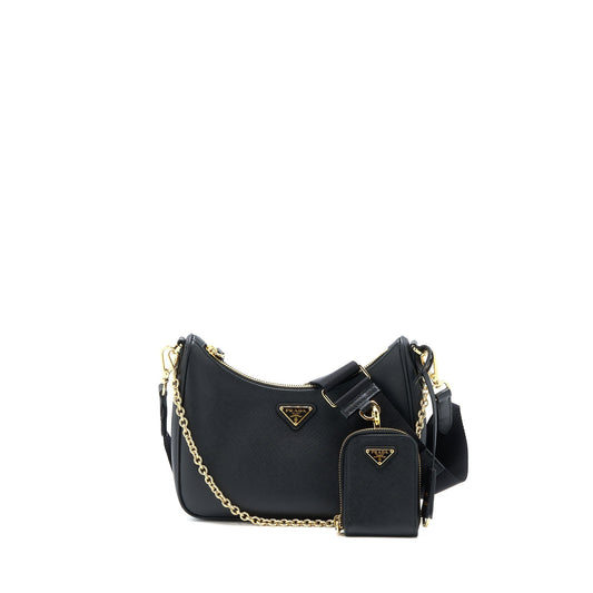 Prada Re Edition Saffiano Handbag Black Travel Bag