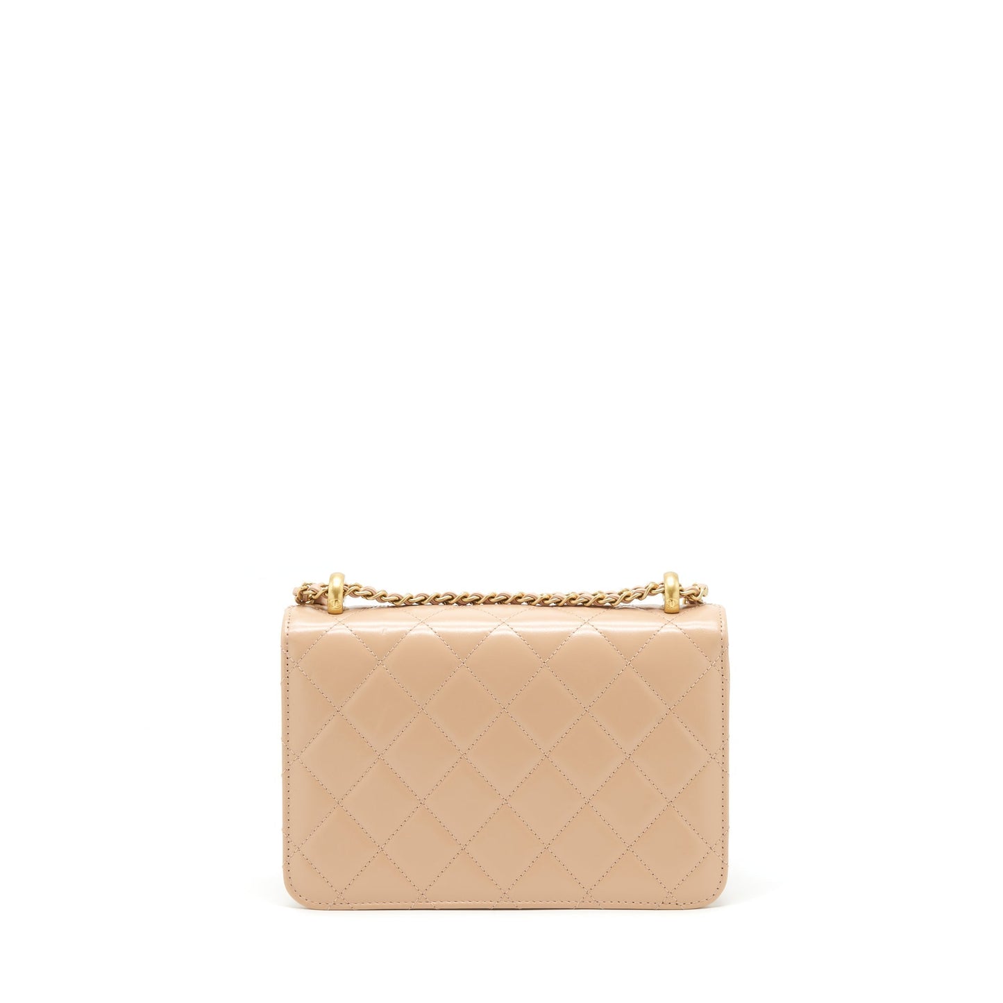 Chanel 21A Crush Flap Calfskin GHW Gold Beige Shoulder Bag Ghw 1