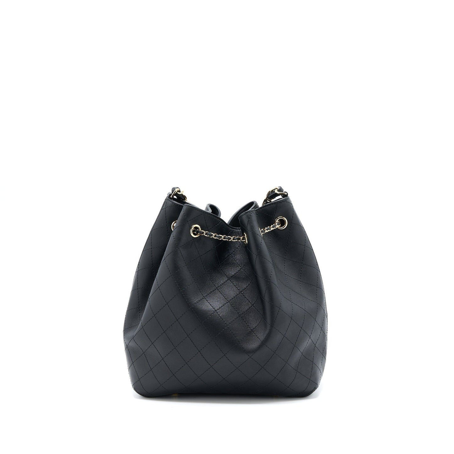 Chanel Drawstring Bucket Calfskin LGHW Black Jewelry