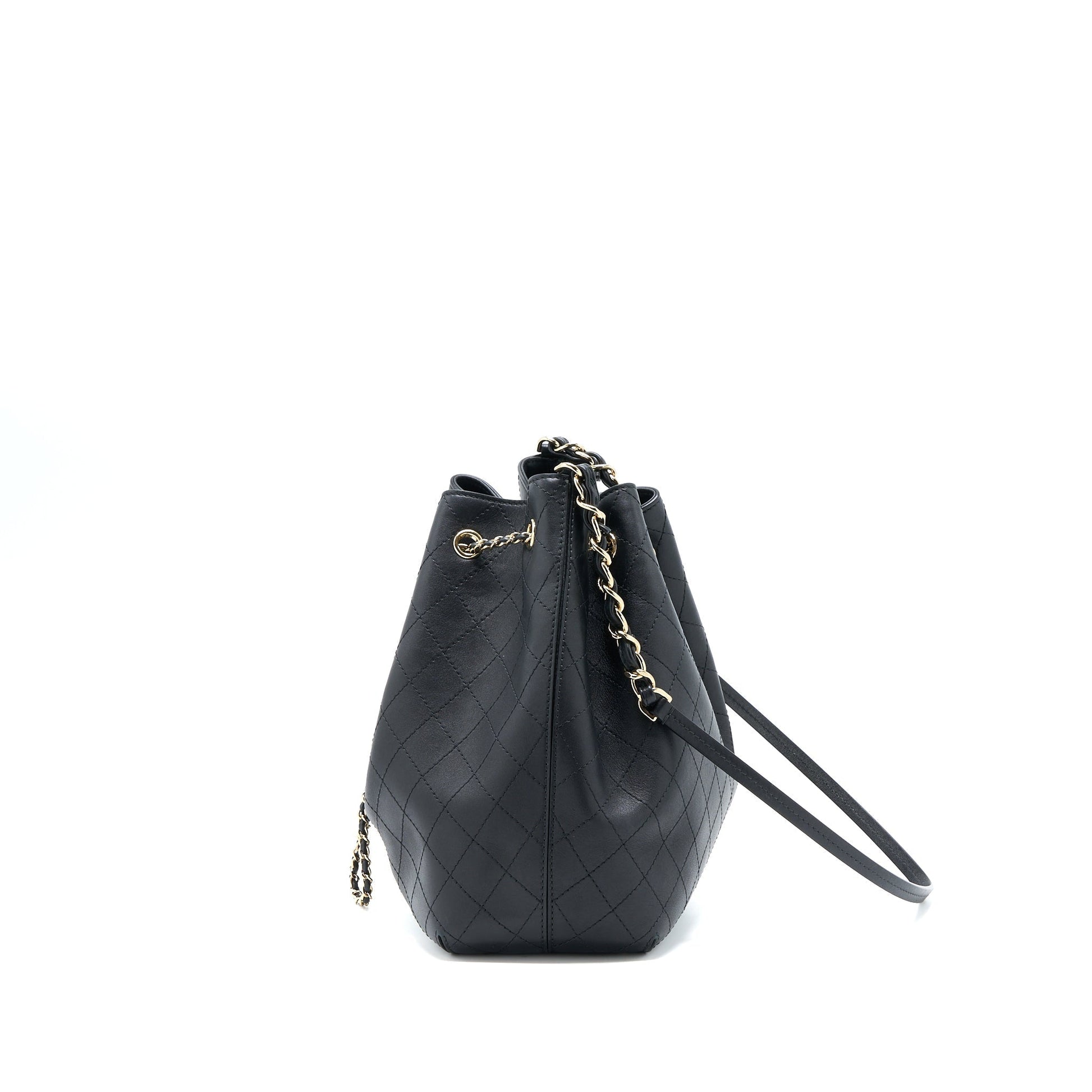 Chanel Drawstring Bucket Calfskin LGHW Black Jewelry