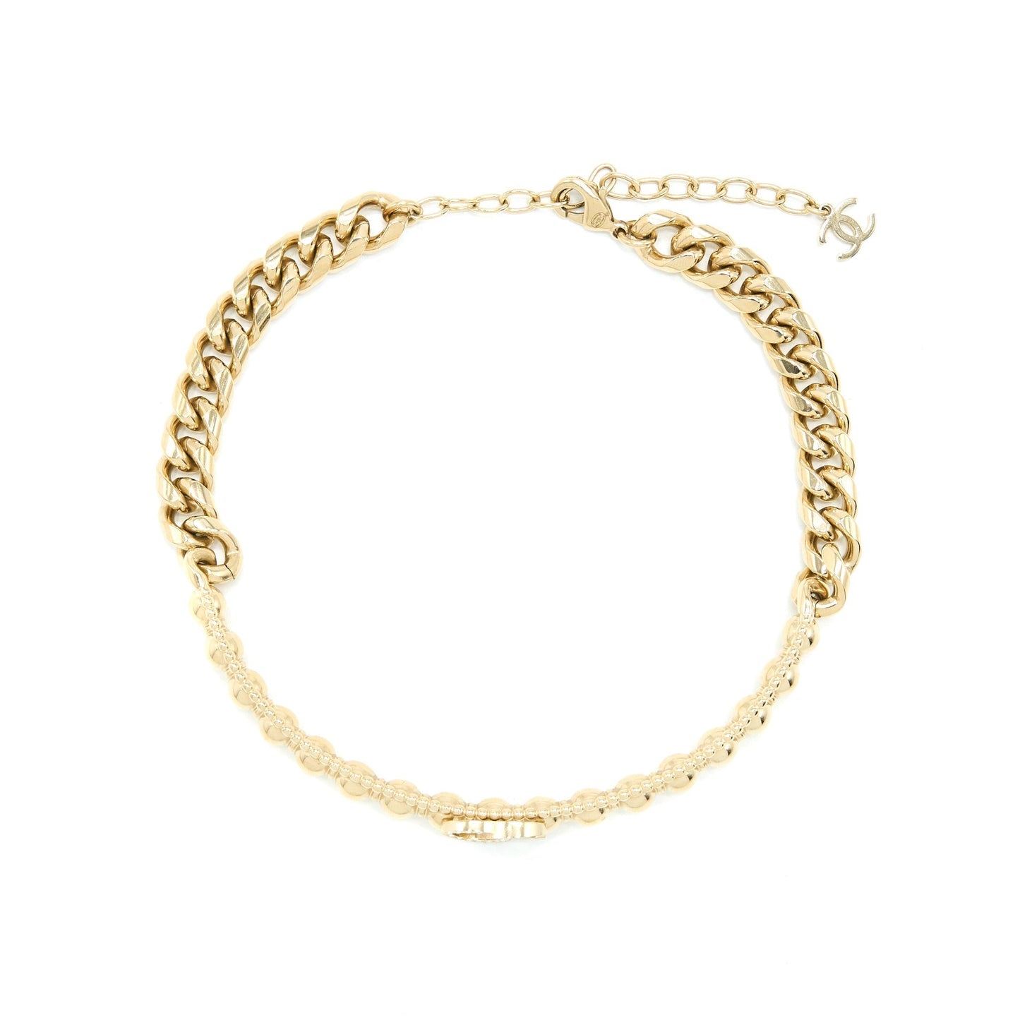 Chanel CC Logo Chocker Crystal Light Tone Gold Handbag