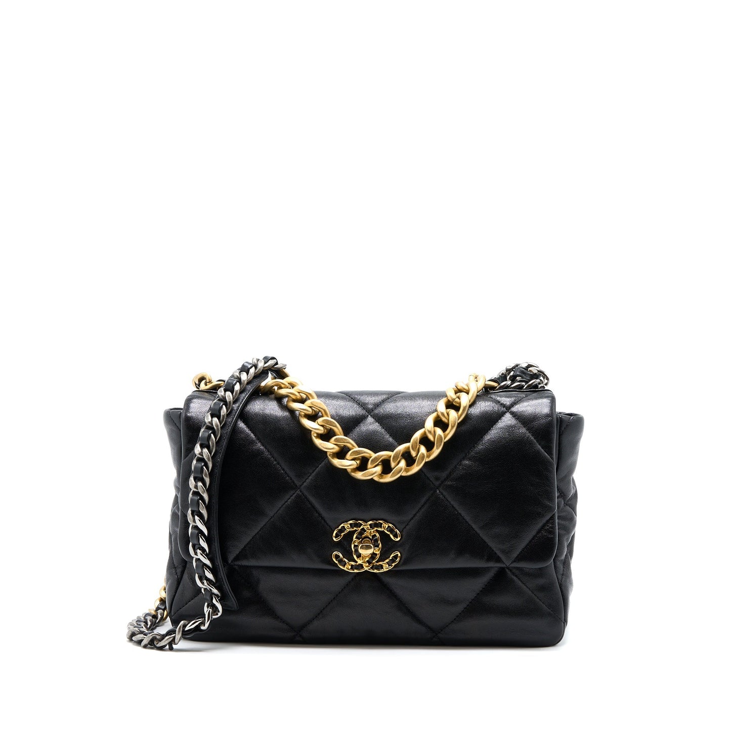 Chanel 19 Goatskin Hardware Multicolour Black Handbag Multicoloured Hardware