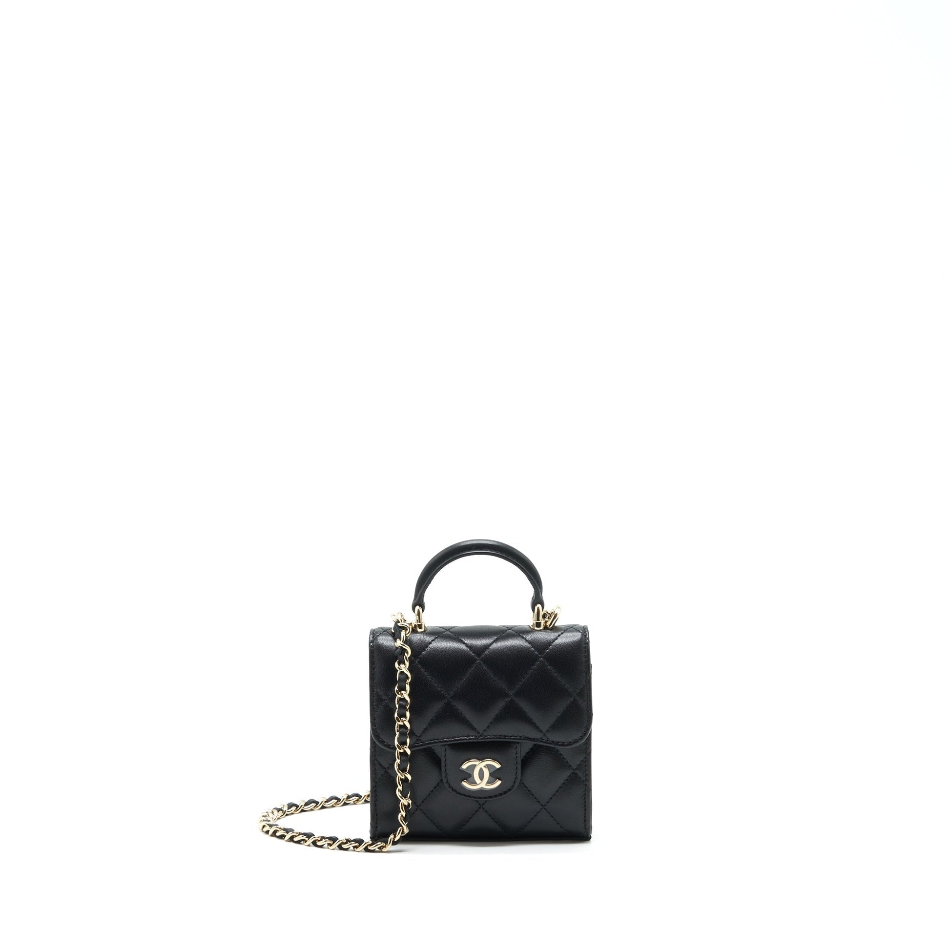 Chanel 22P Top Handle Flap Lambskin LGHW Black Shoulder Bag Lghw 1
