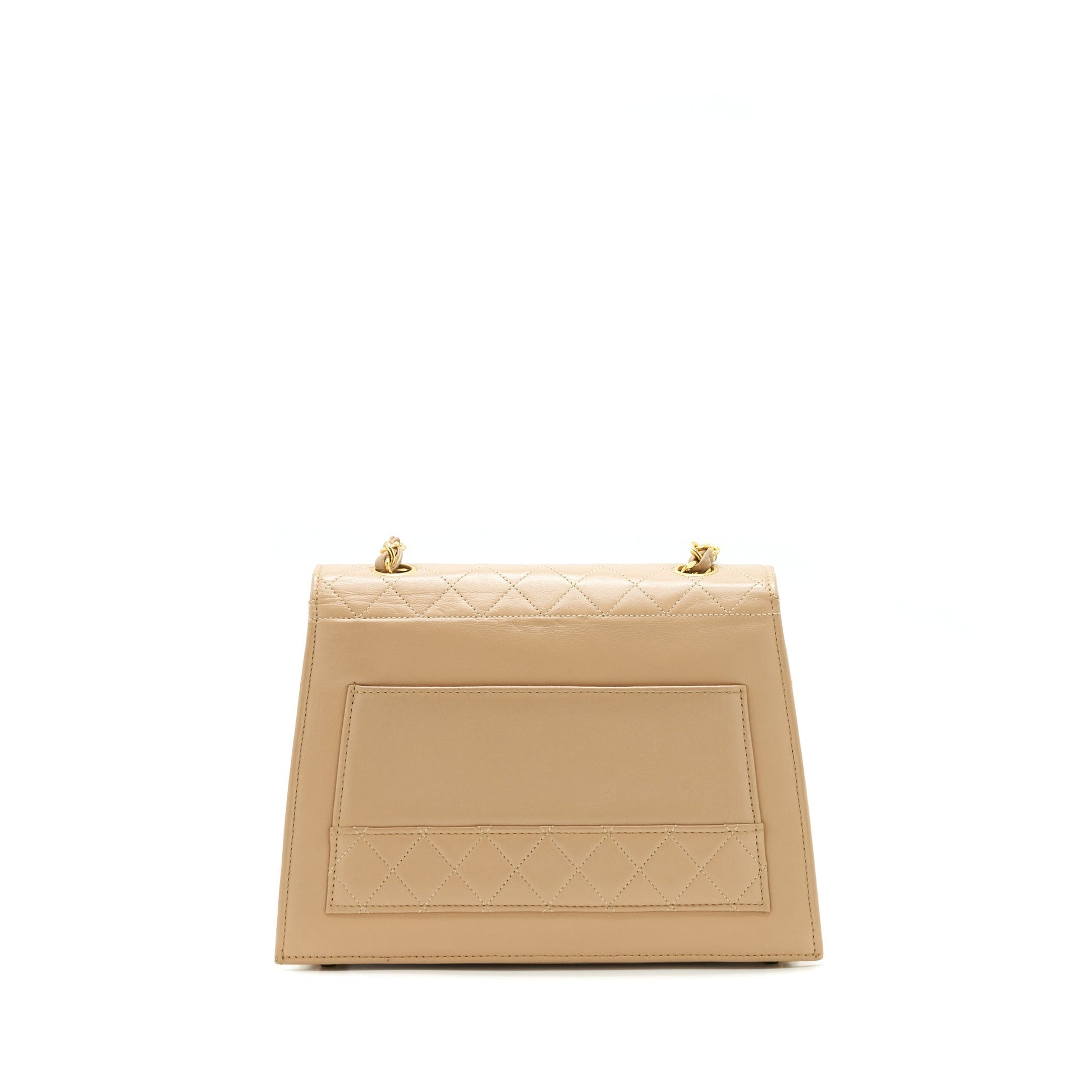 Chanel Single Flap Cross body Lambskin GHW Beige Shoulder Bag