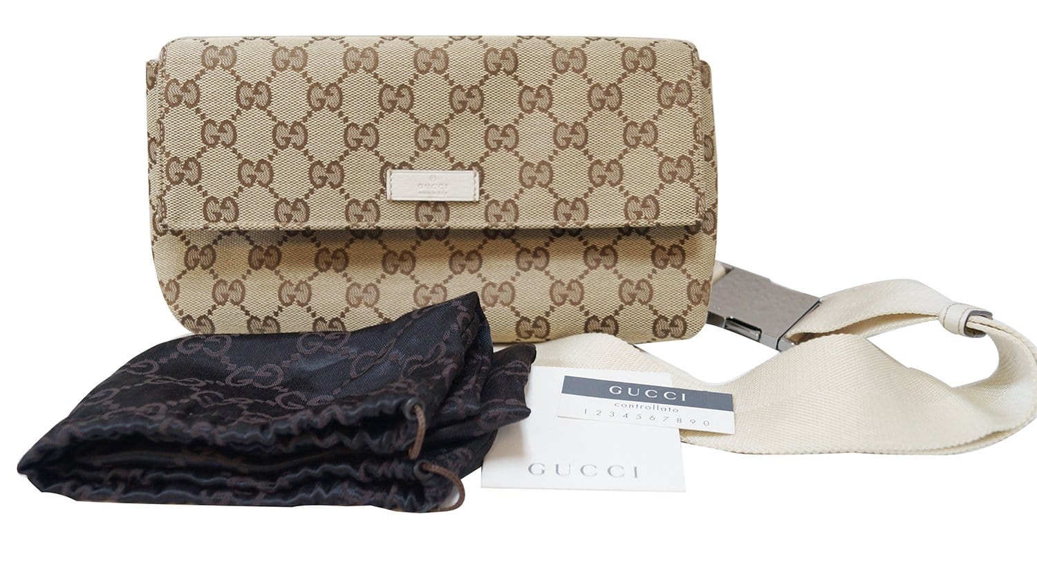Gucci Waist Bum Bag Canvas Brown Crossbody Bag