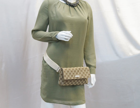 Gucci Waist Bum Bag Canvas Brown Crossbody Bag