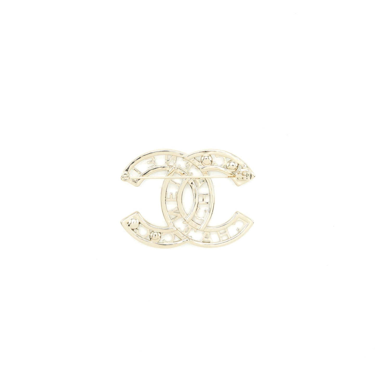 Chanel cc Logo Letter Pearl Brooch LGHW Gold Handbag
