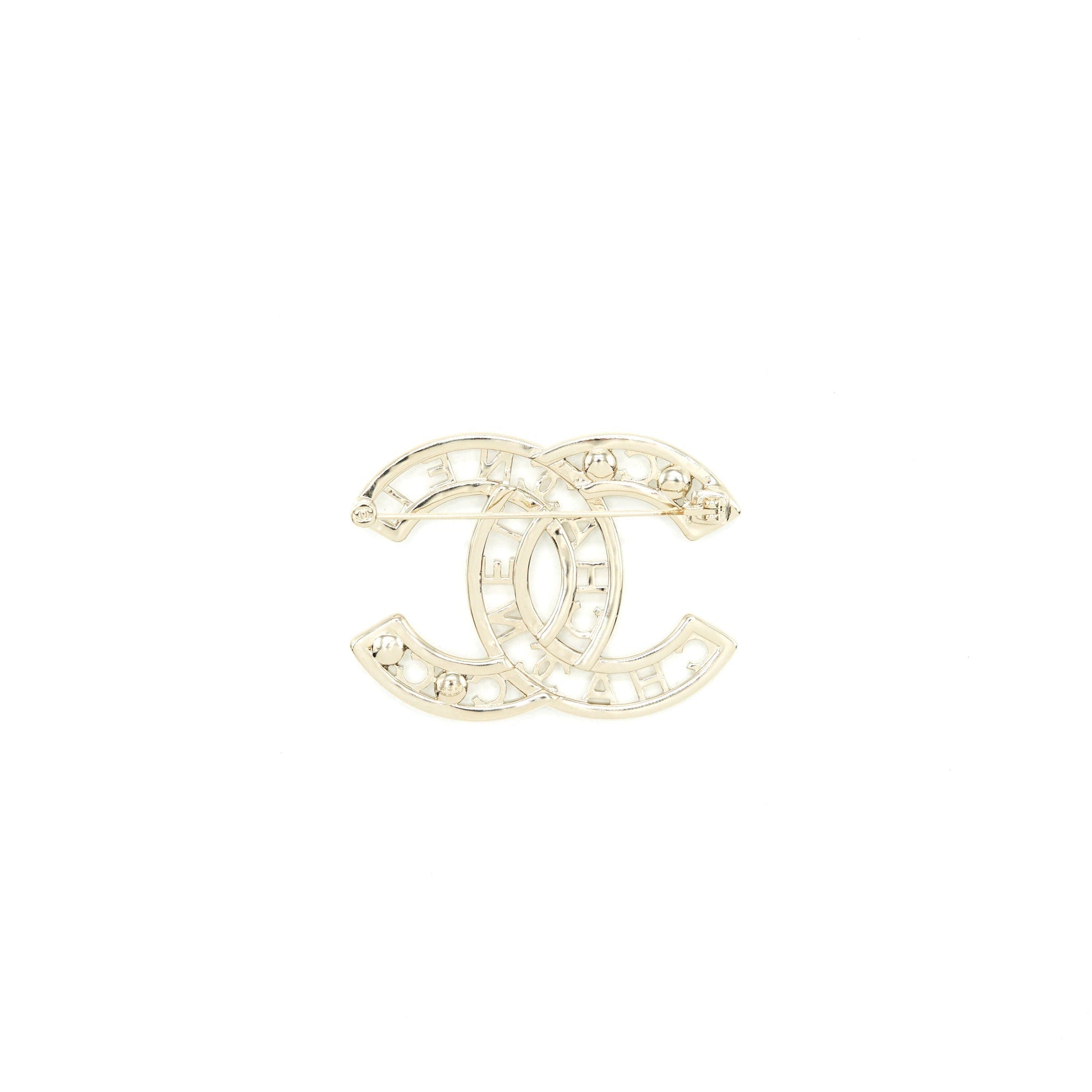 Chanel cc Logo Letter Pearl Brooch LGHW Gold Handbag