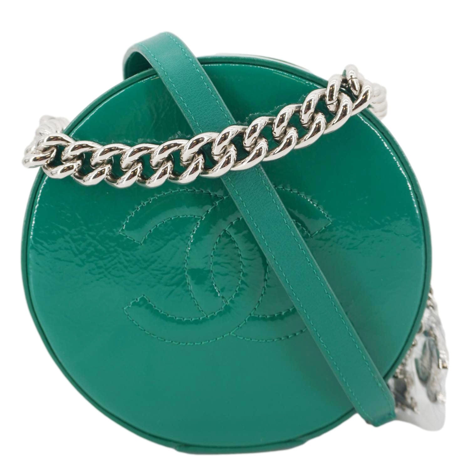 Chanel Round as Earth Patent Leather Green Travel Bag