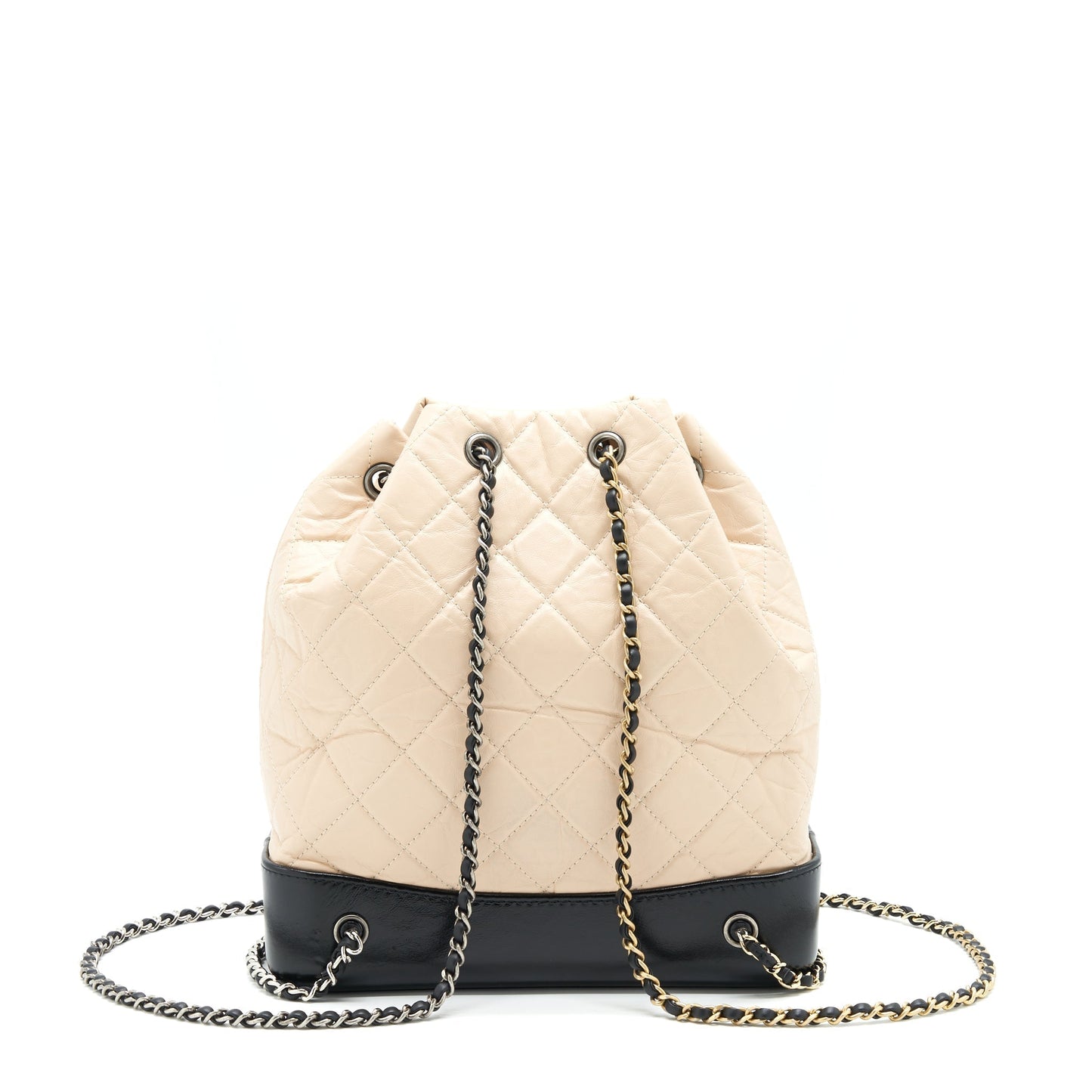 Chanel Gabrielle Backpack Double Colour Hardware Black Beige