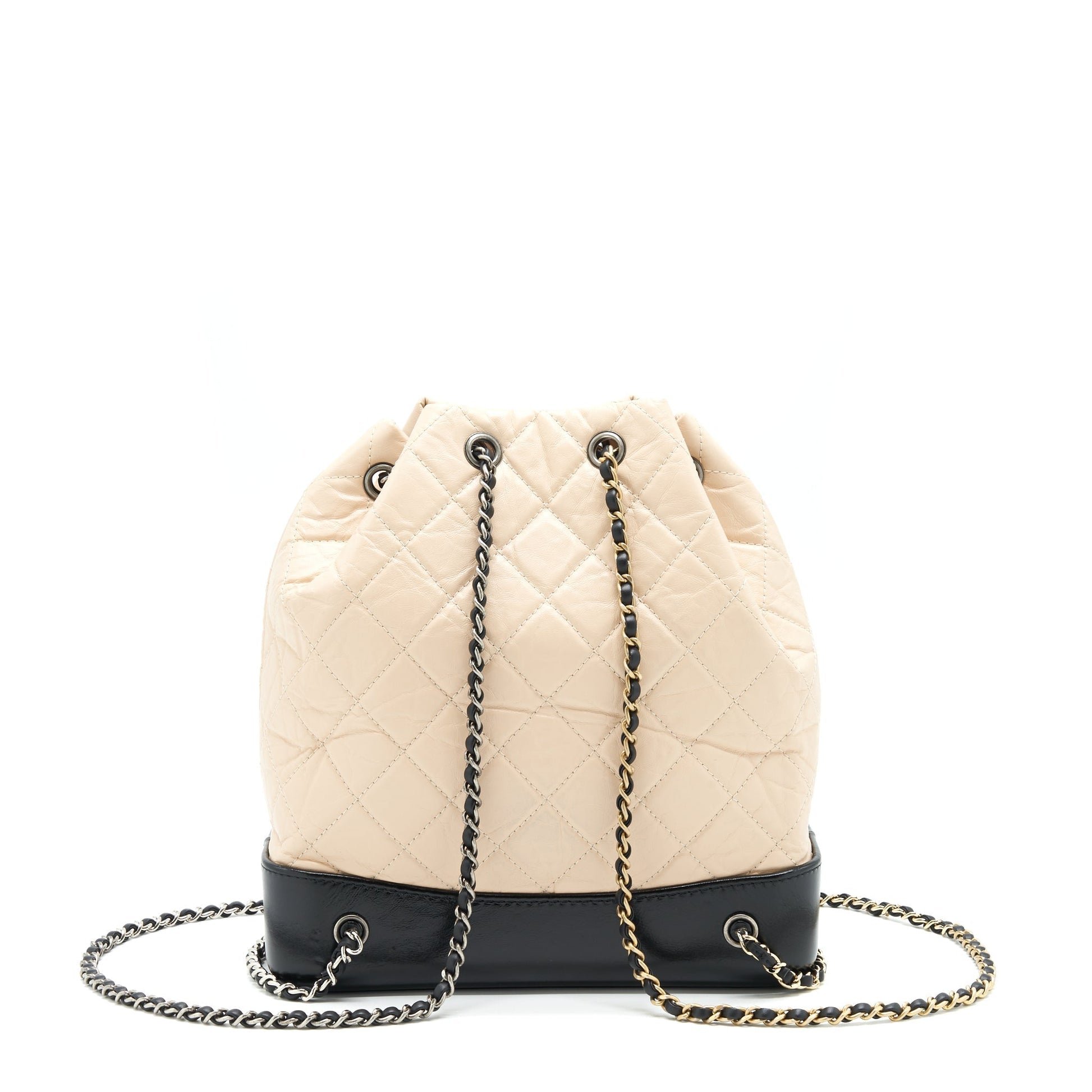 Chanel Gabrielle Backpack Double Colour Hardware Black Beige