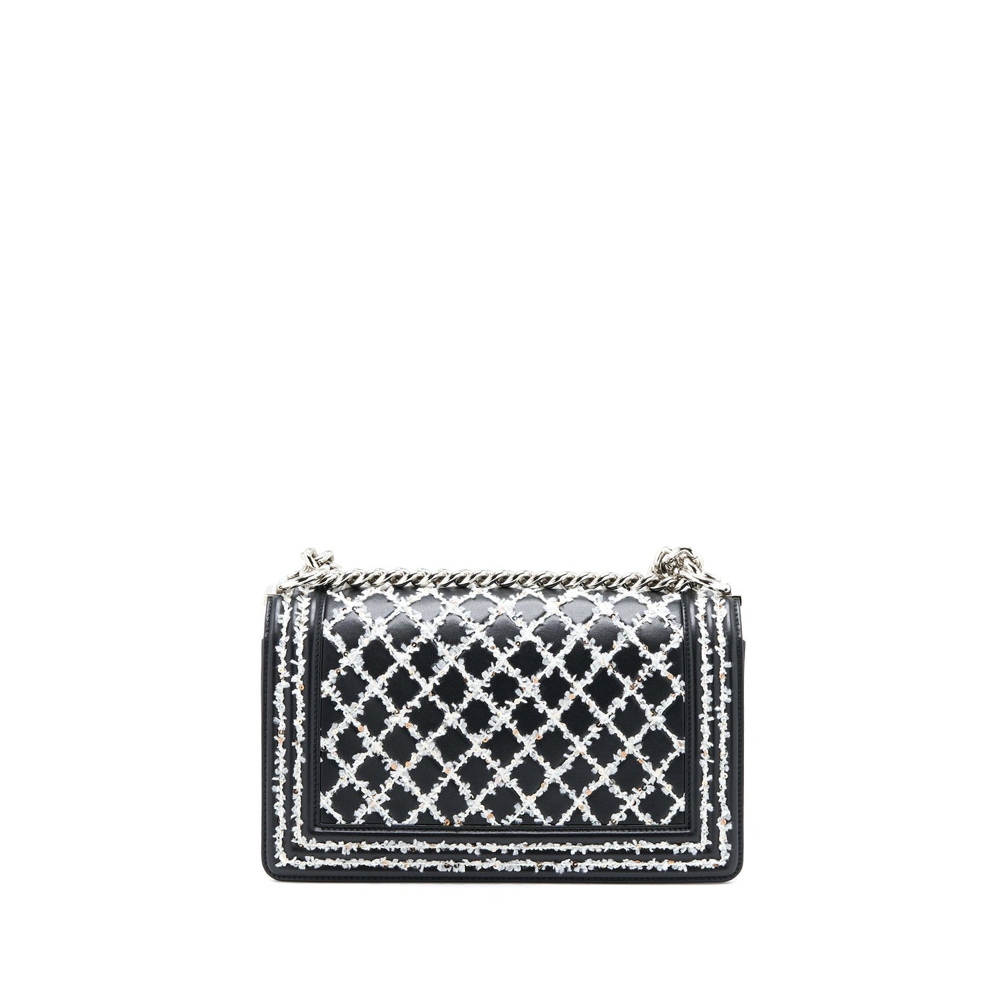 Chanel Boy Limited Lambskin SHW Black White Handbag